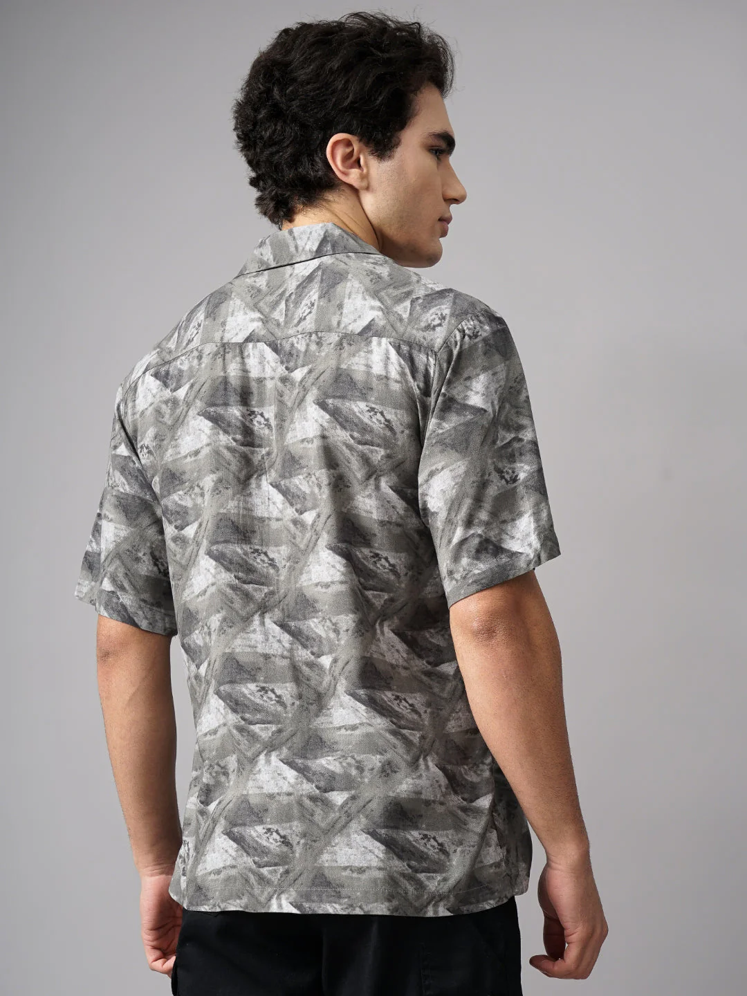Men Rove Grey Oversized Rayon Shirt - Image 3