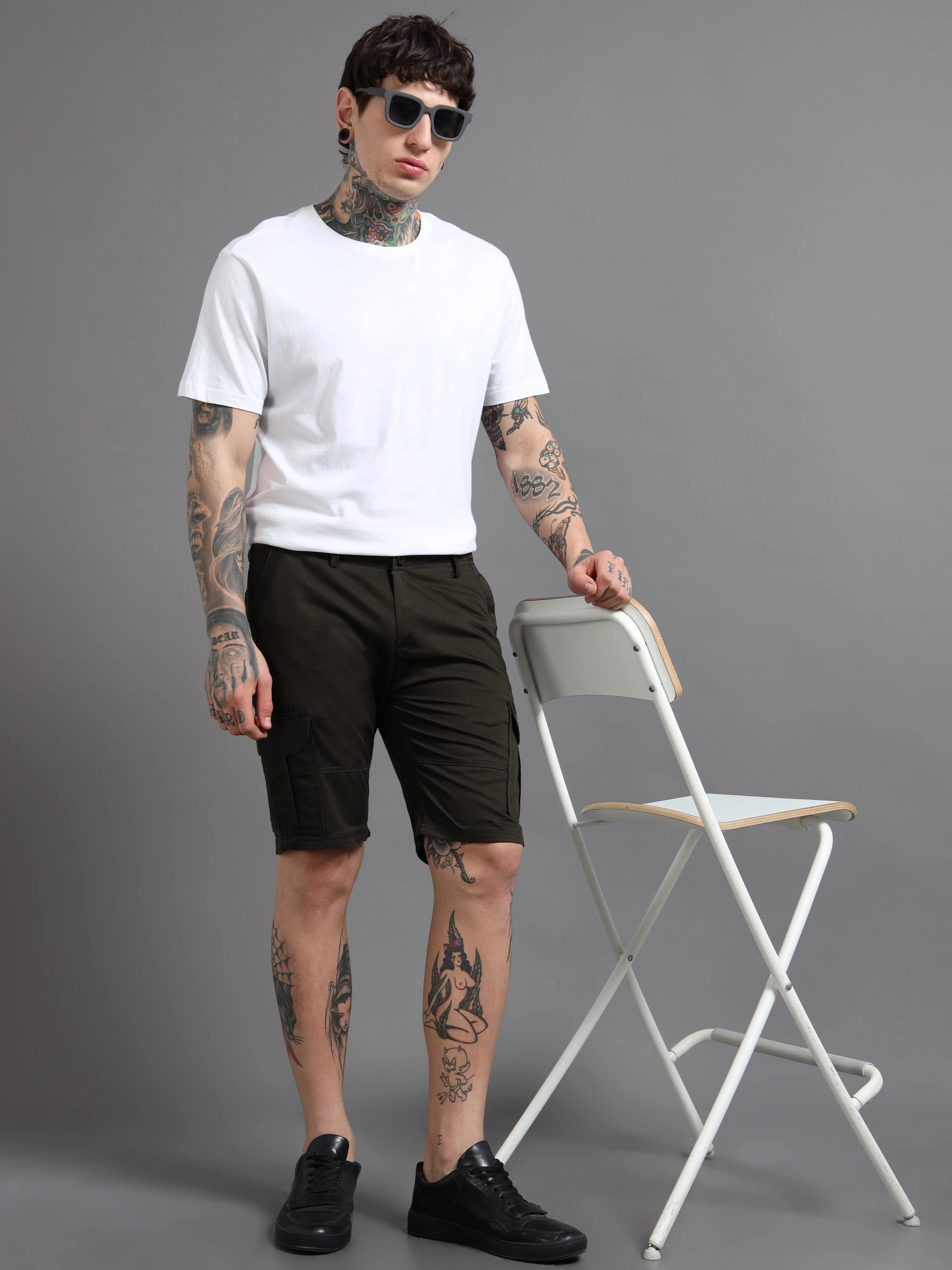 Men Rove Olive Cargo Shorts - Image 5