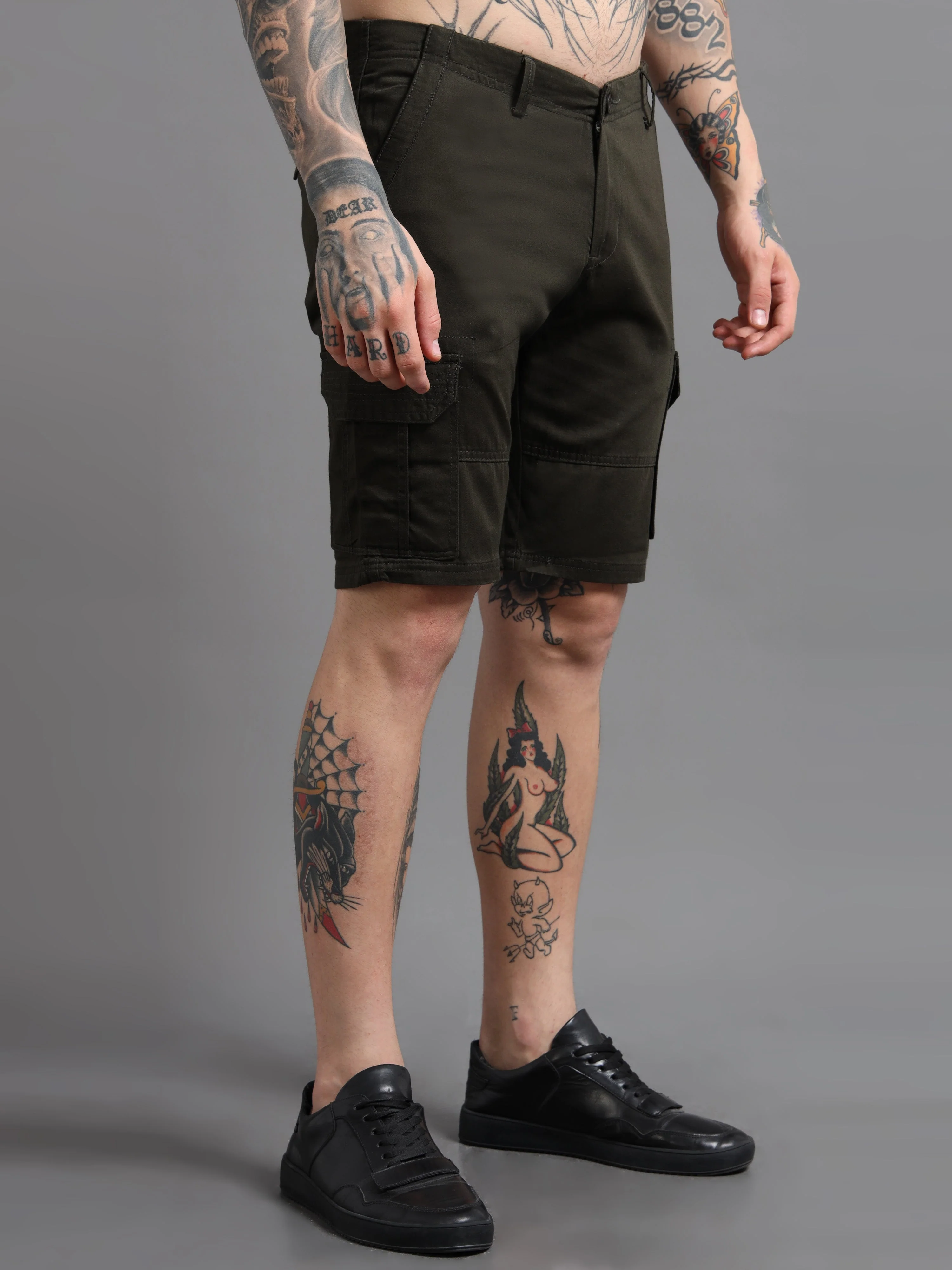 Men Rove Olive Cargo Shorts - Image 7