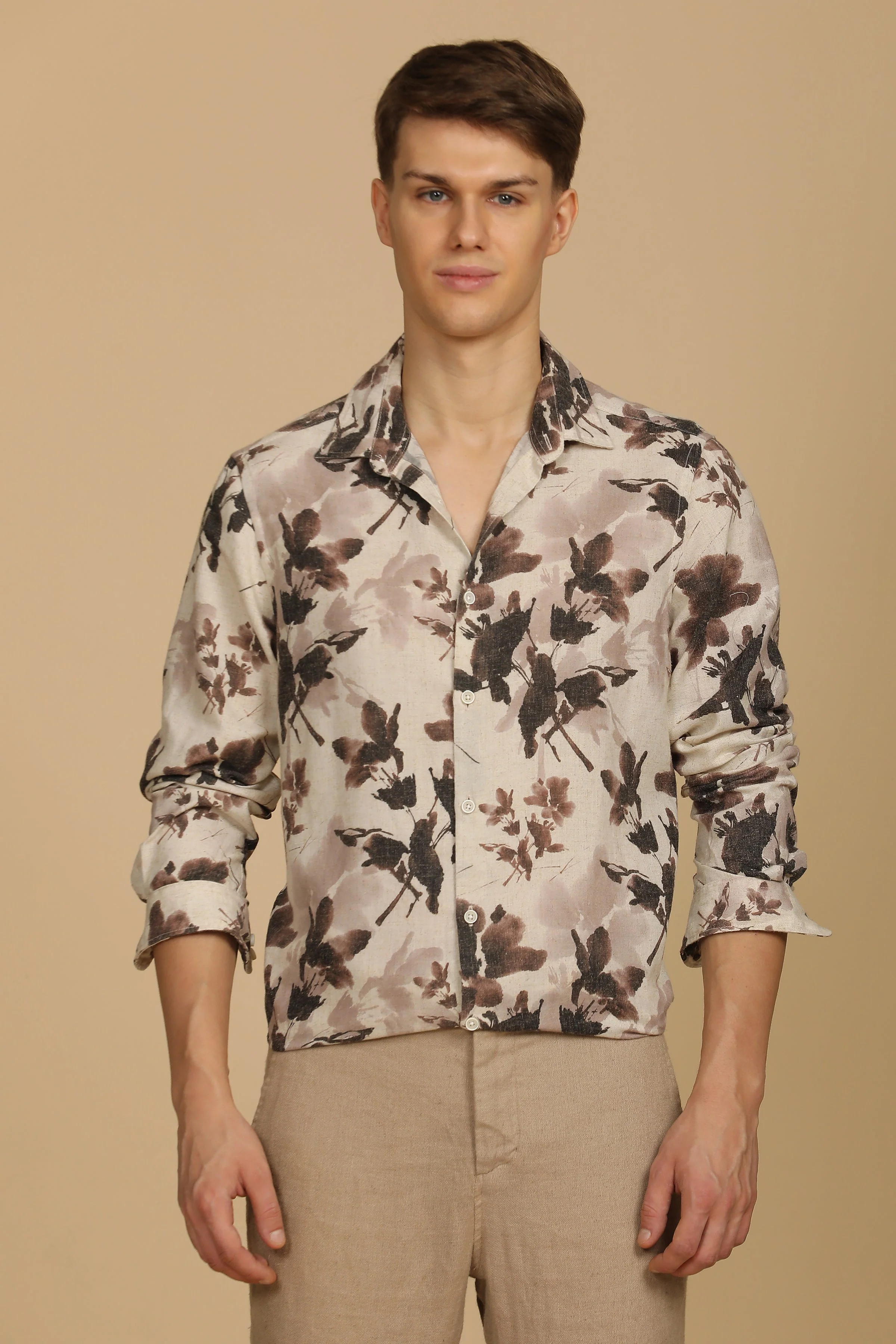 Men Roy Cotton Linen Shirt Brown - Image 4