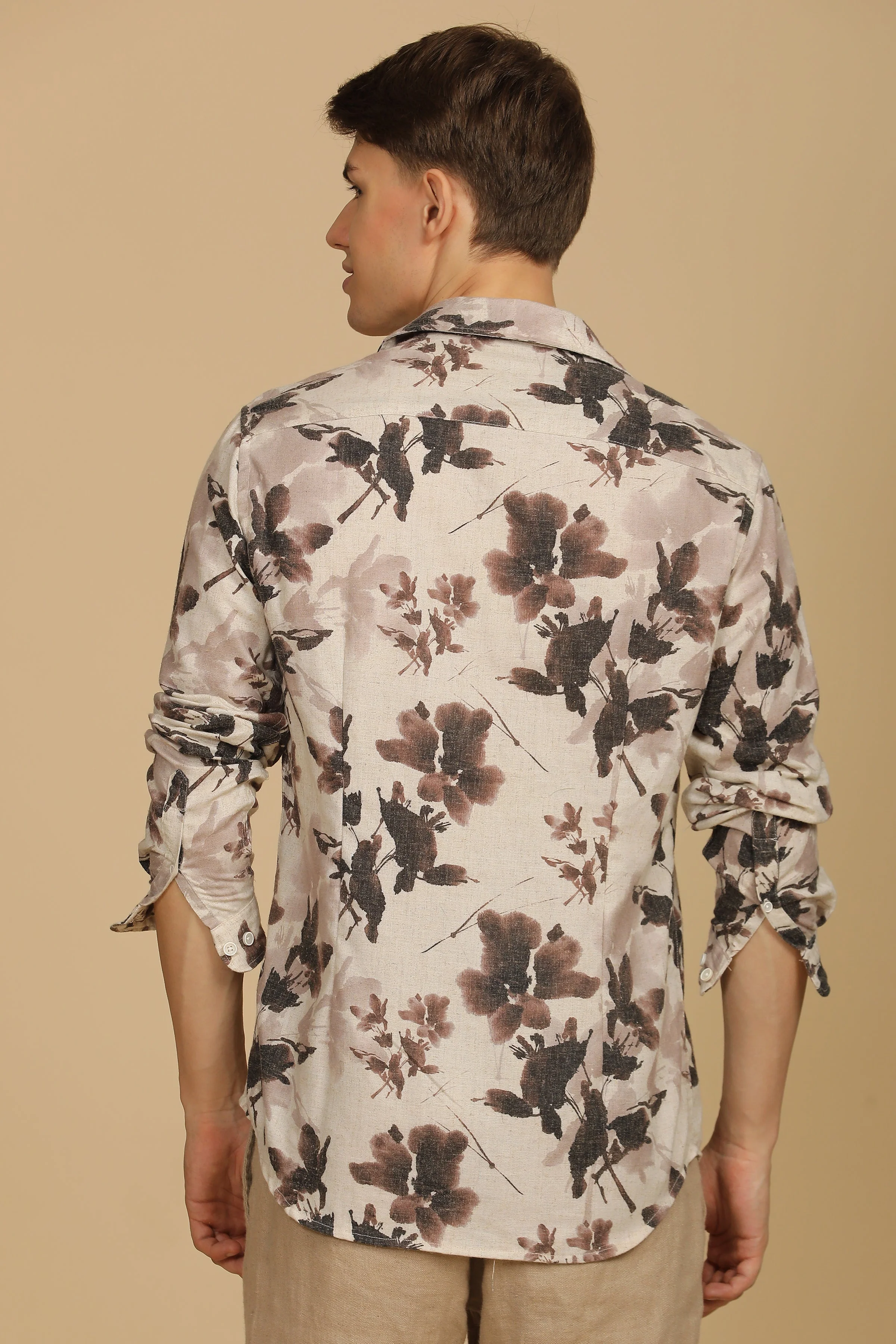 Men Roy Cotton Linen Shirt Brown - Image 6