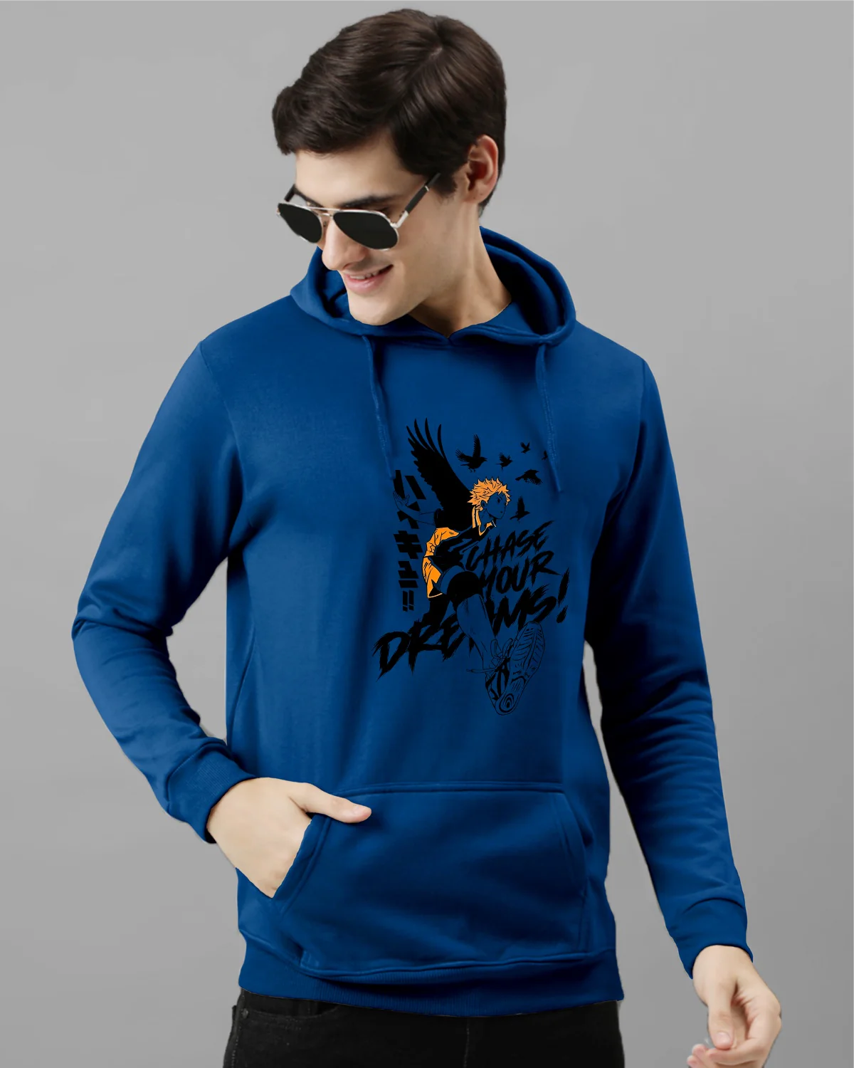Men Blue Anime Hoodies - Image 2