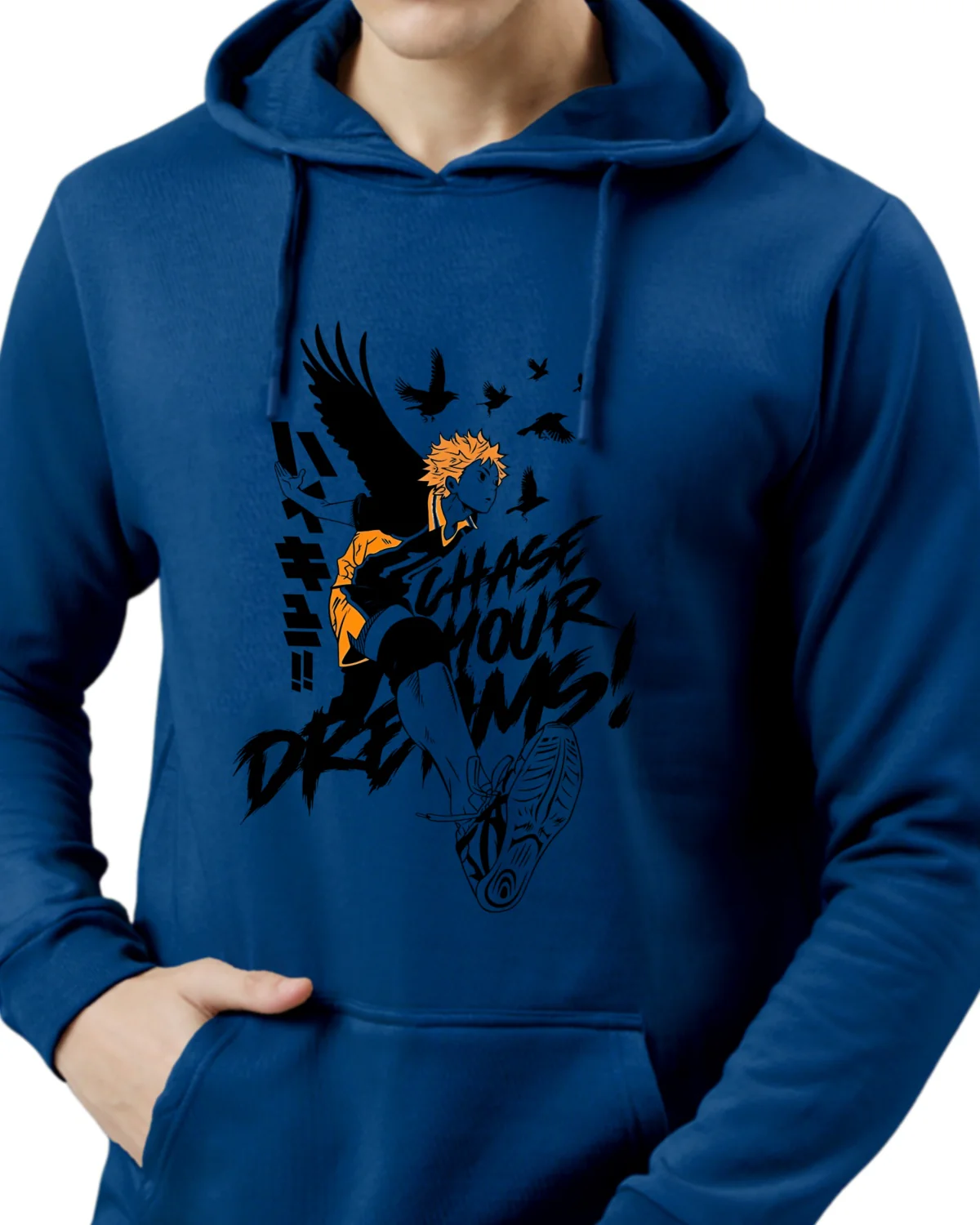Men Blue Anime Hoodies - Image 3