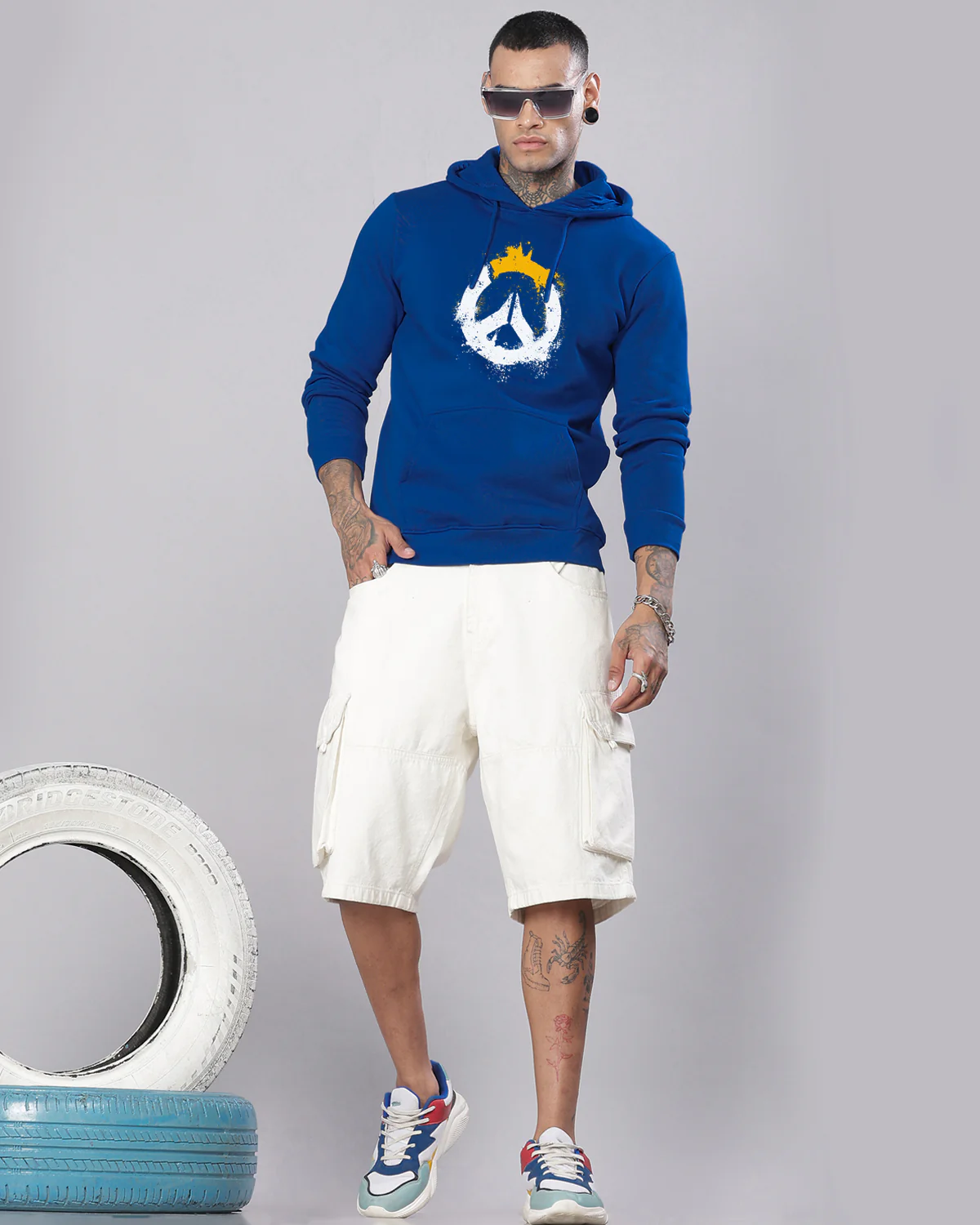 Men Blue Long Lasting Printed Hoodie - Image 5