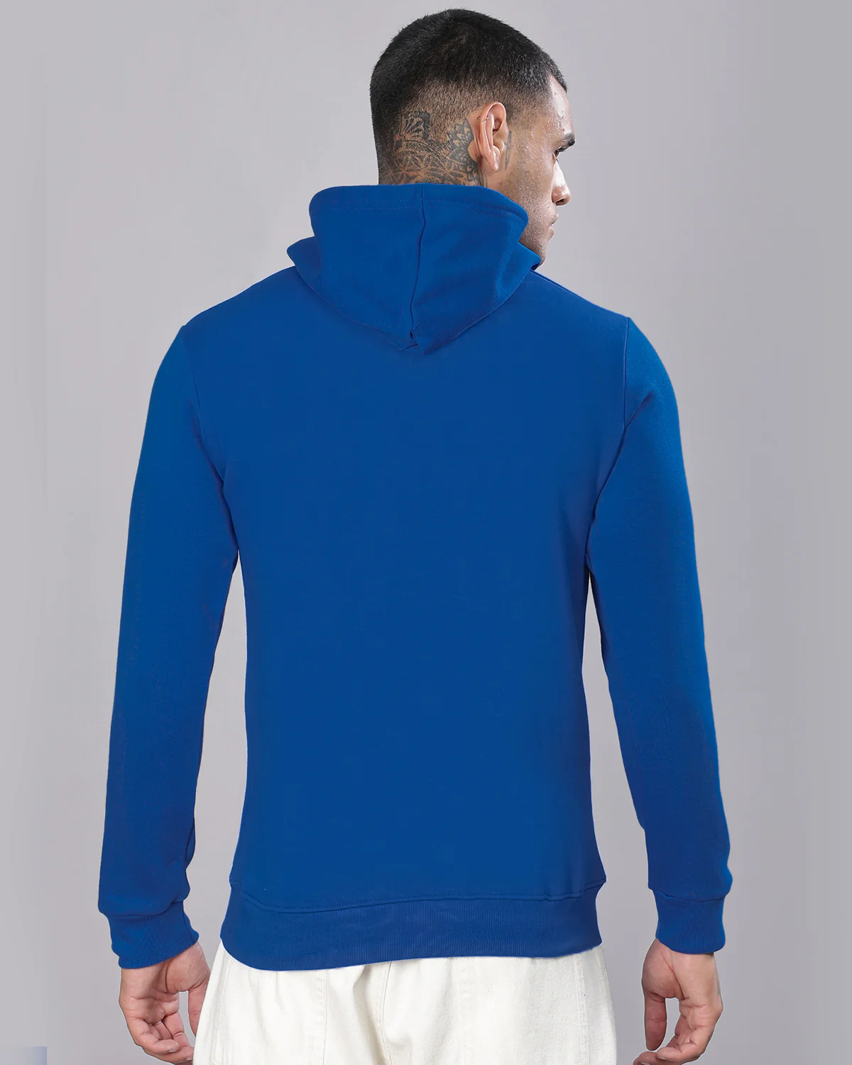 Men Blue Printed Hoodie - Image 4