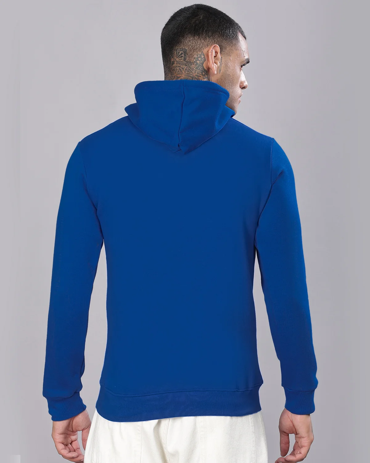 Men Royal Blue Printed Hoodie - Image 4