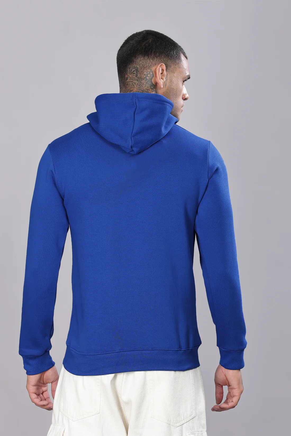 Men Royal Blue Printed Hoodie - Image 3