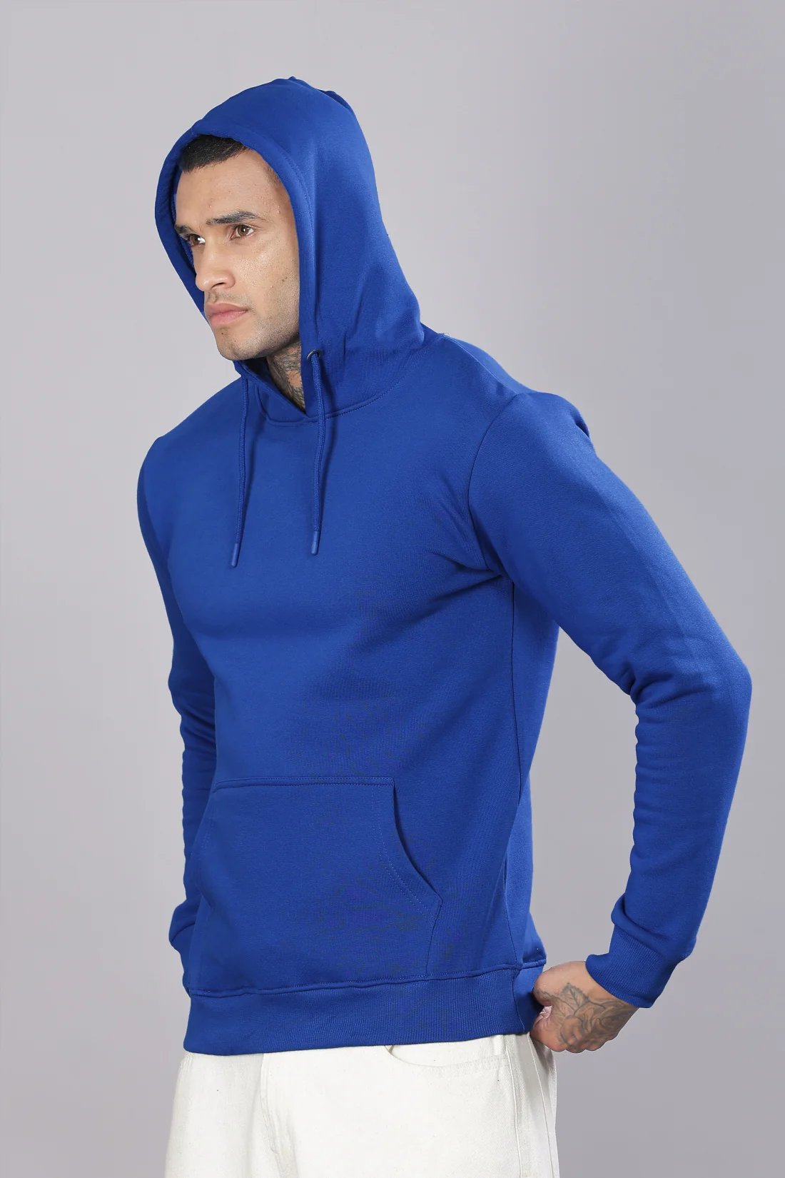 Men Royal Blue Printed Hoodie - Image 5
