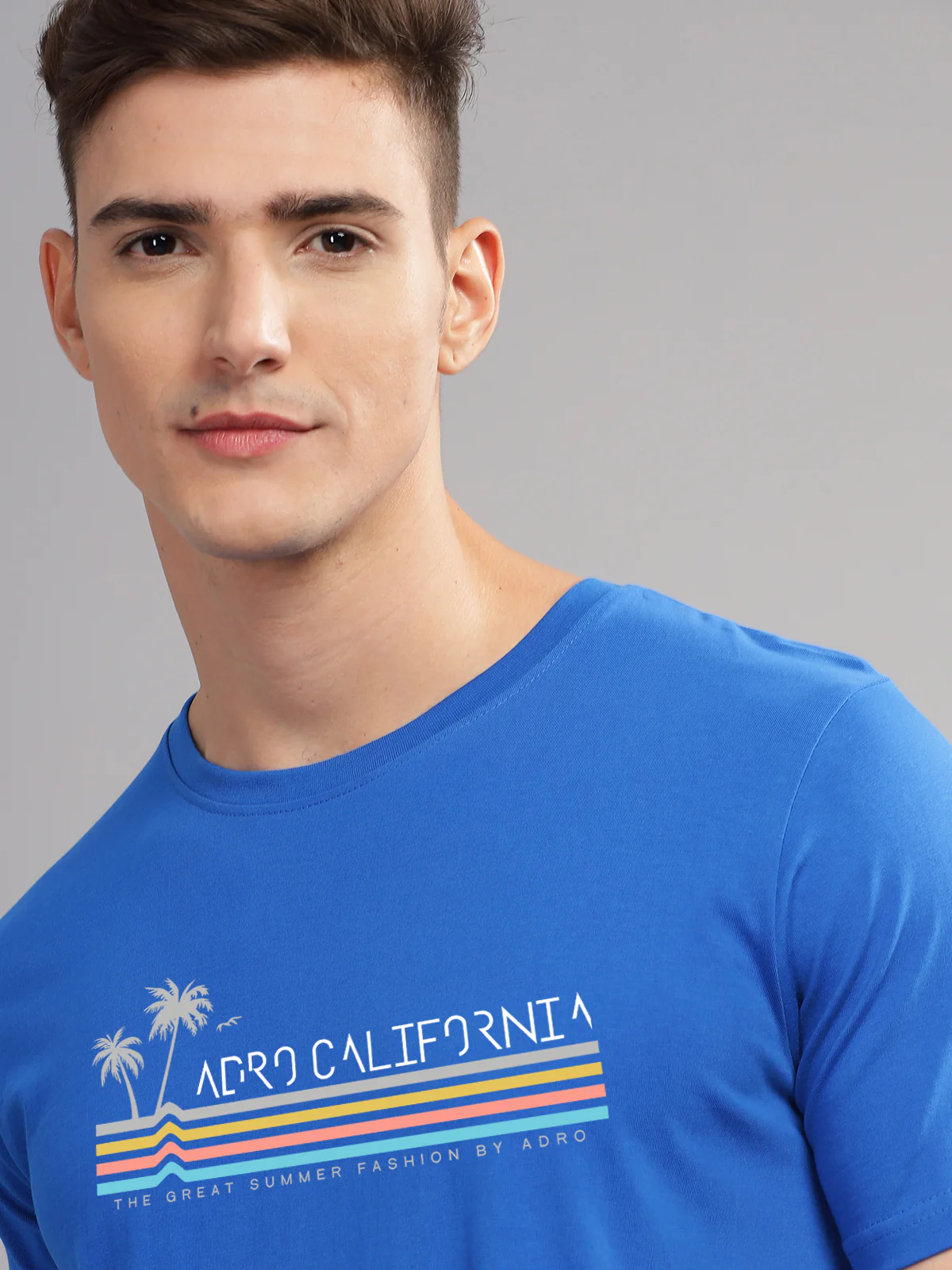 Men Blue Round Neck T Shirt - Image 2