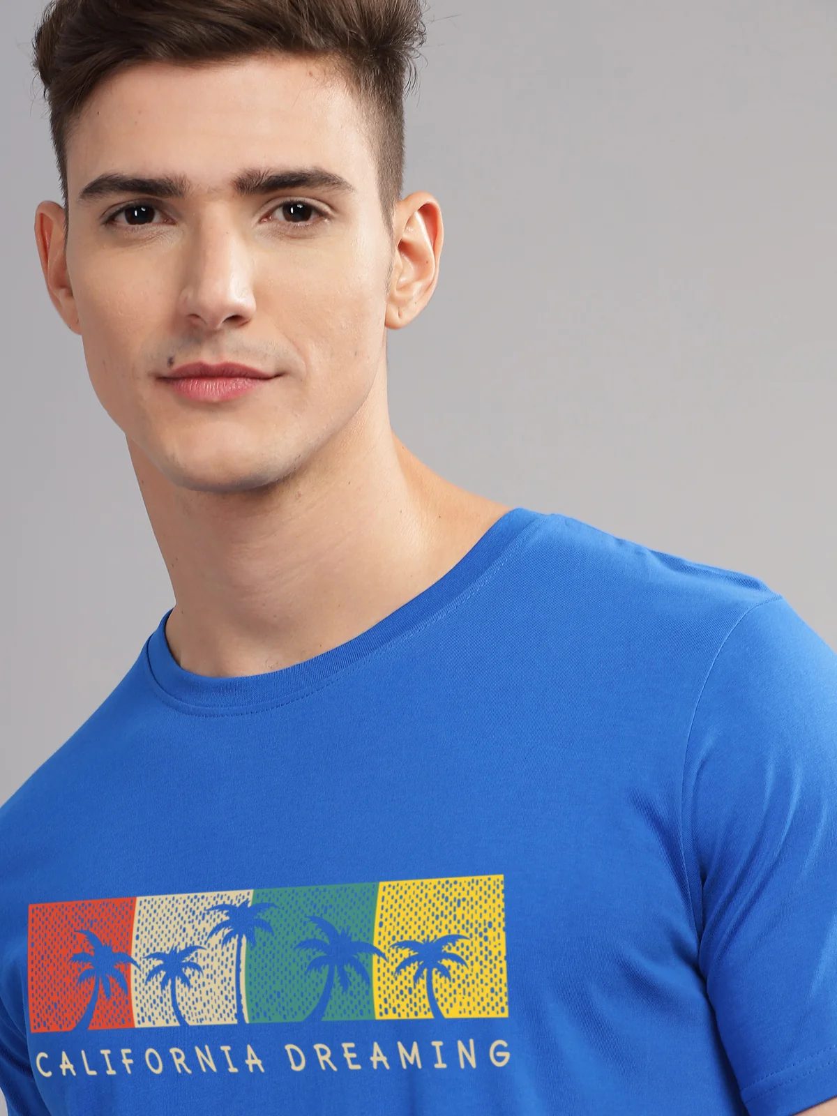Men Blue Round Neck T Shirt - Image 2