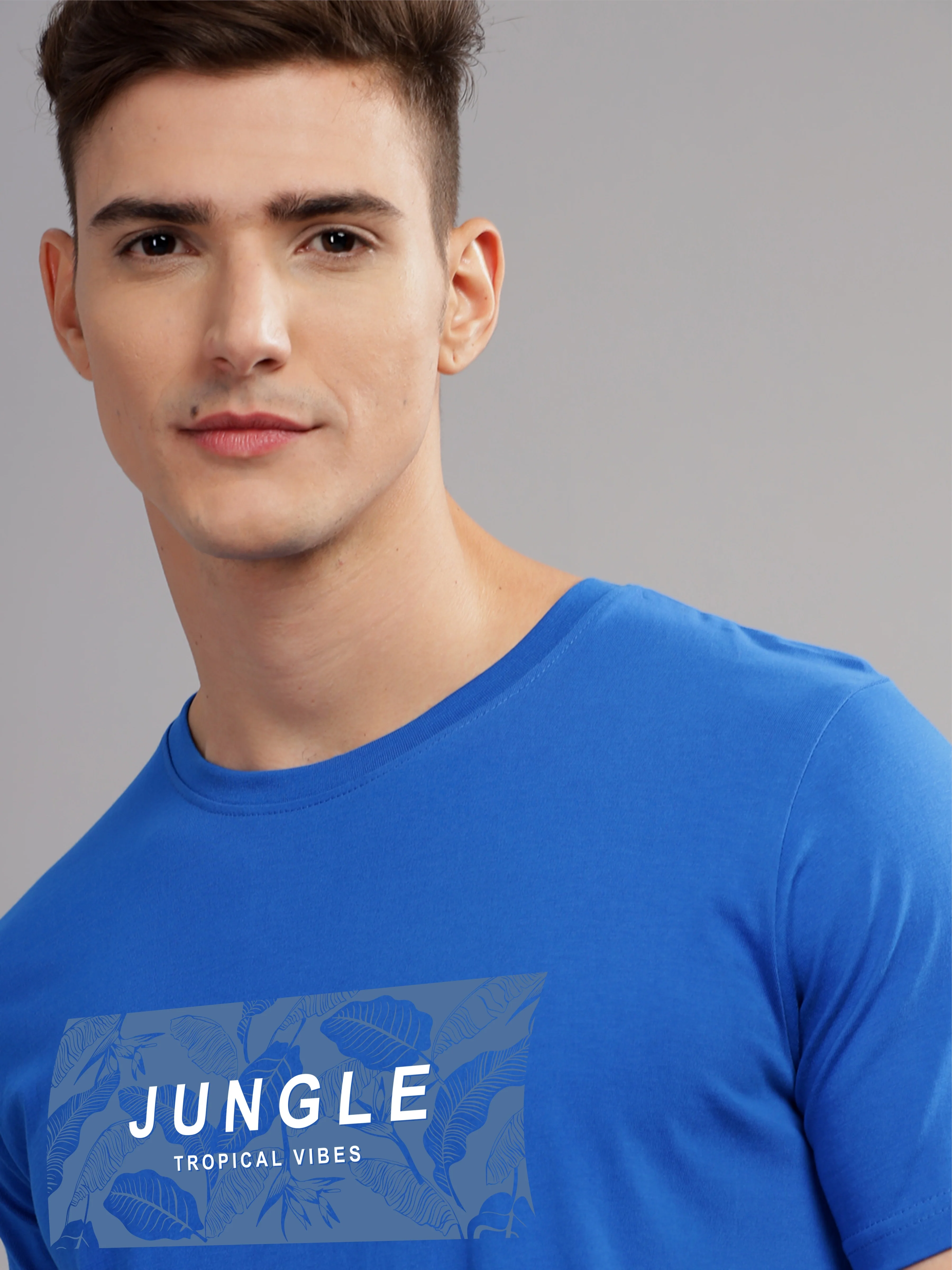 Men Blue Round Neck T Shirt - Image 2
