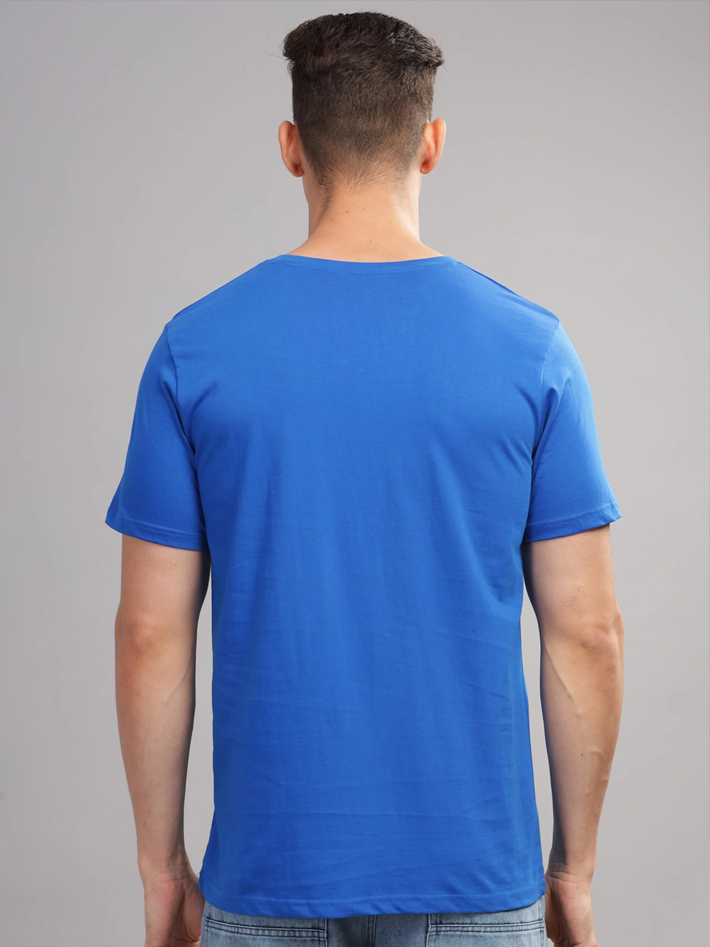 Men Blue Round Neck T Shirt - Image 3