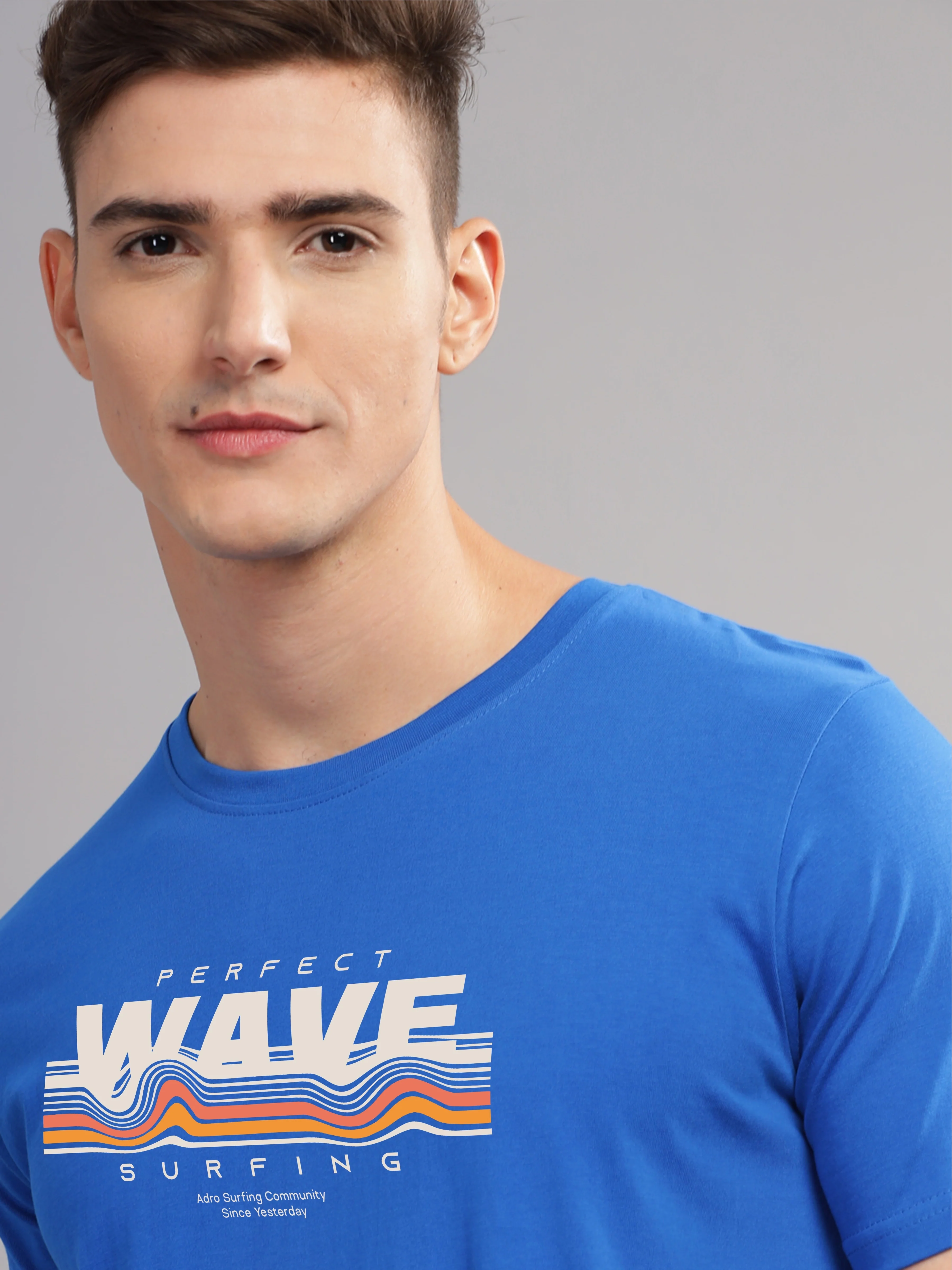 Men Blue Round Neck T Shirt - Image 2