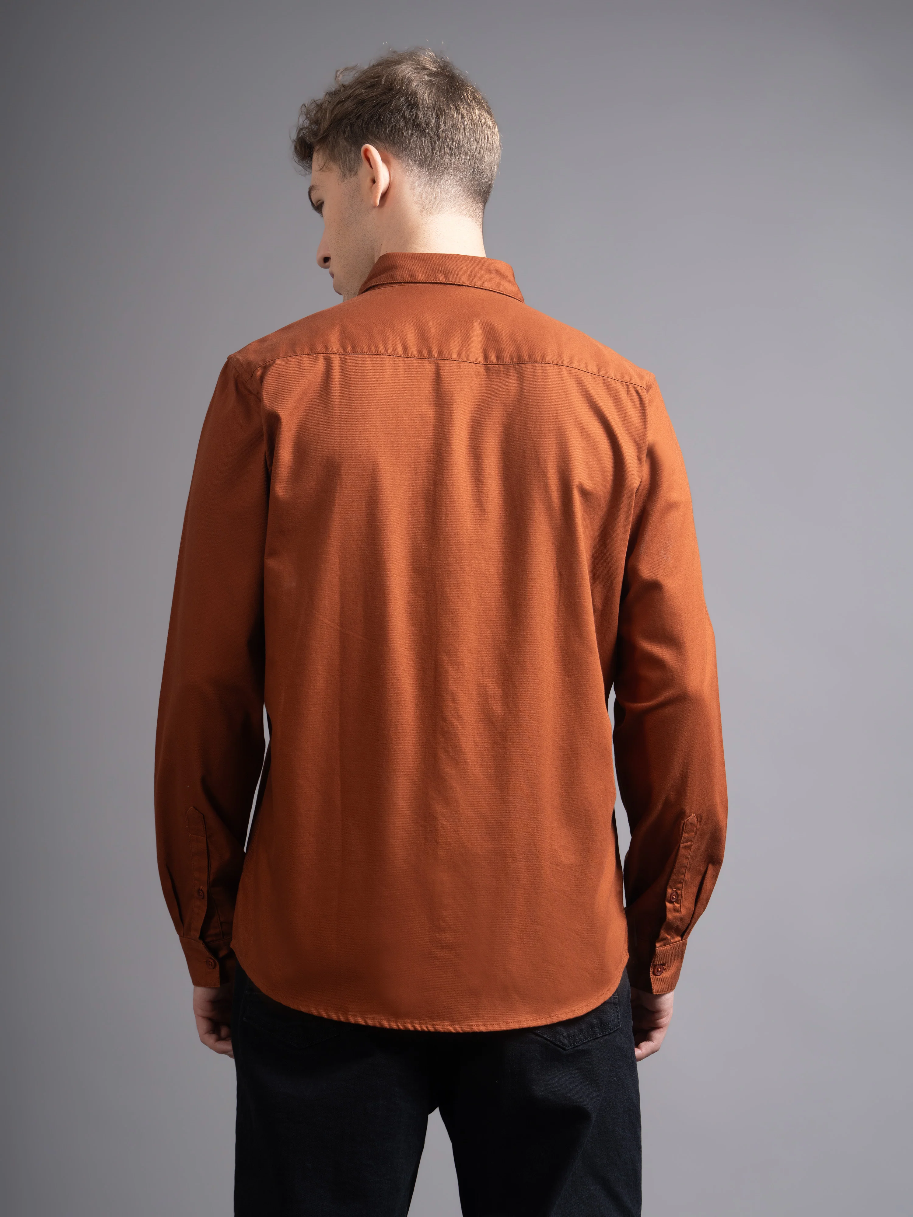 Men Rust Casual Shirt - Image 4