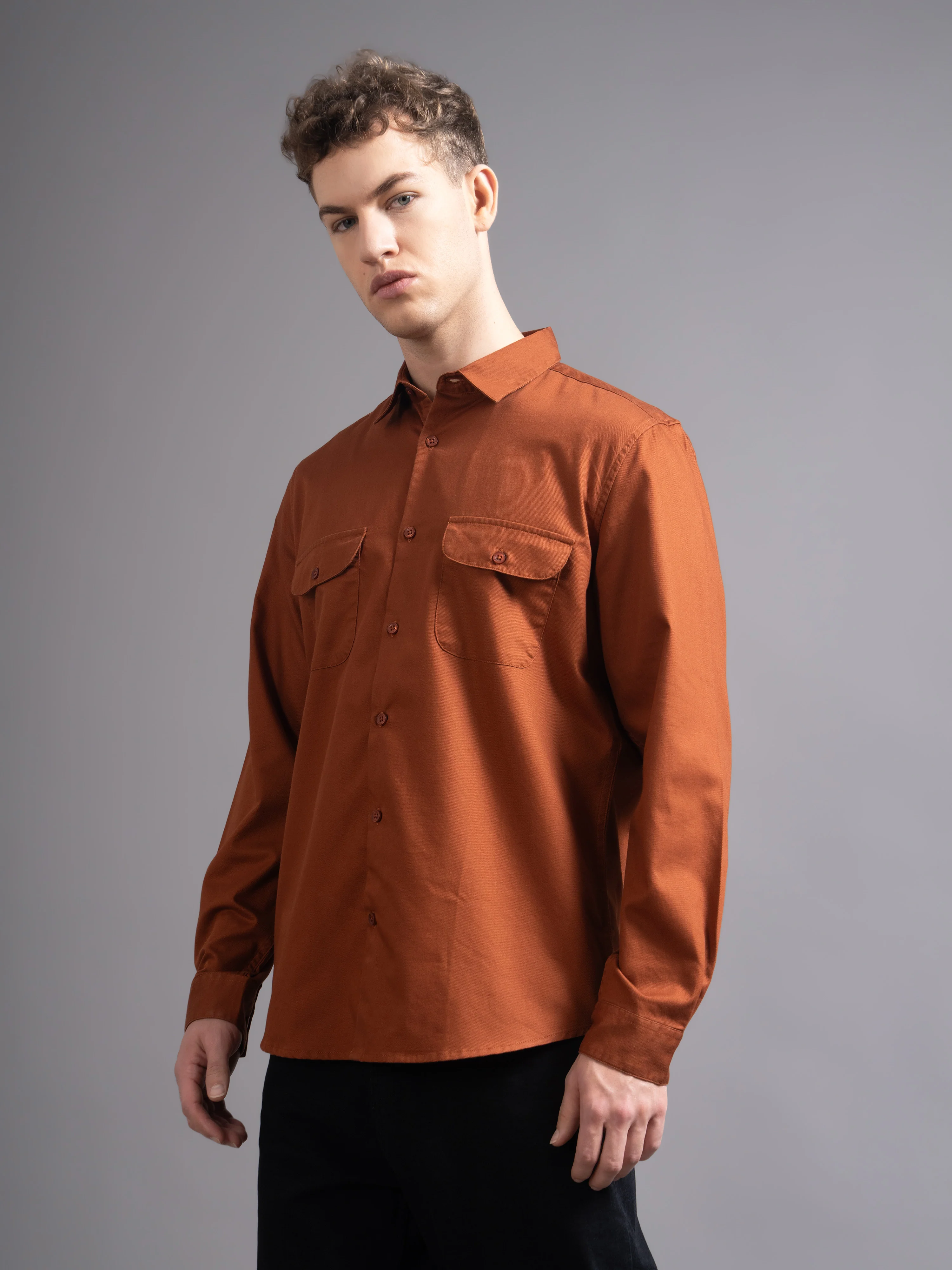 Men Rust Casual Shirt - Image 5