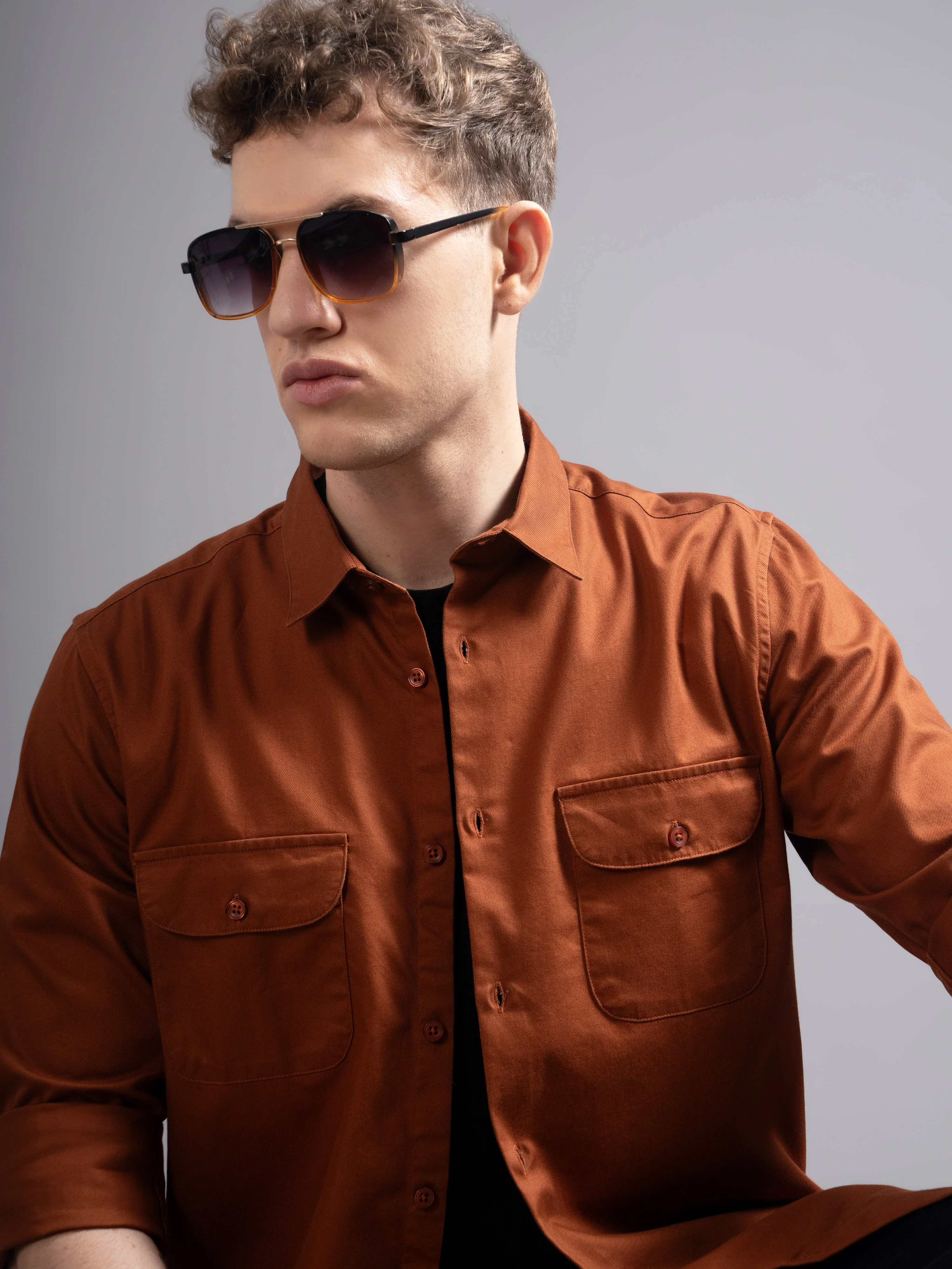 Men Rust Casual Shirt - Image 6