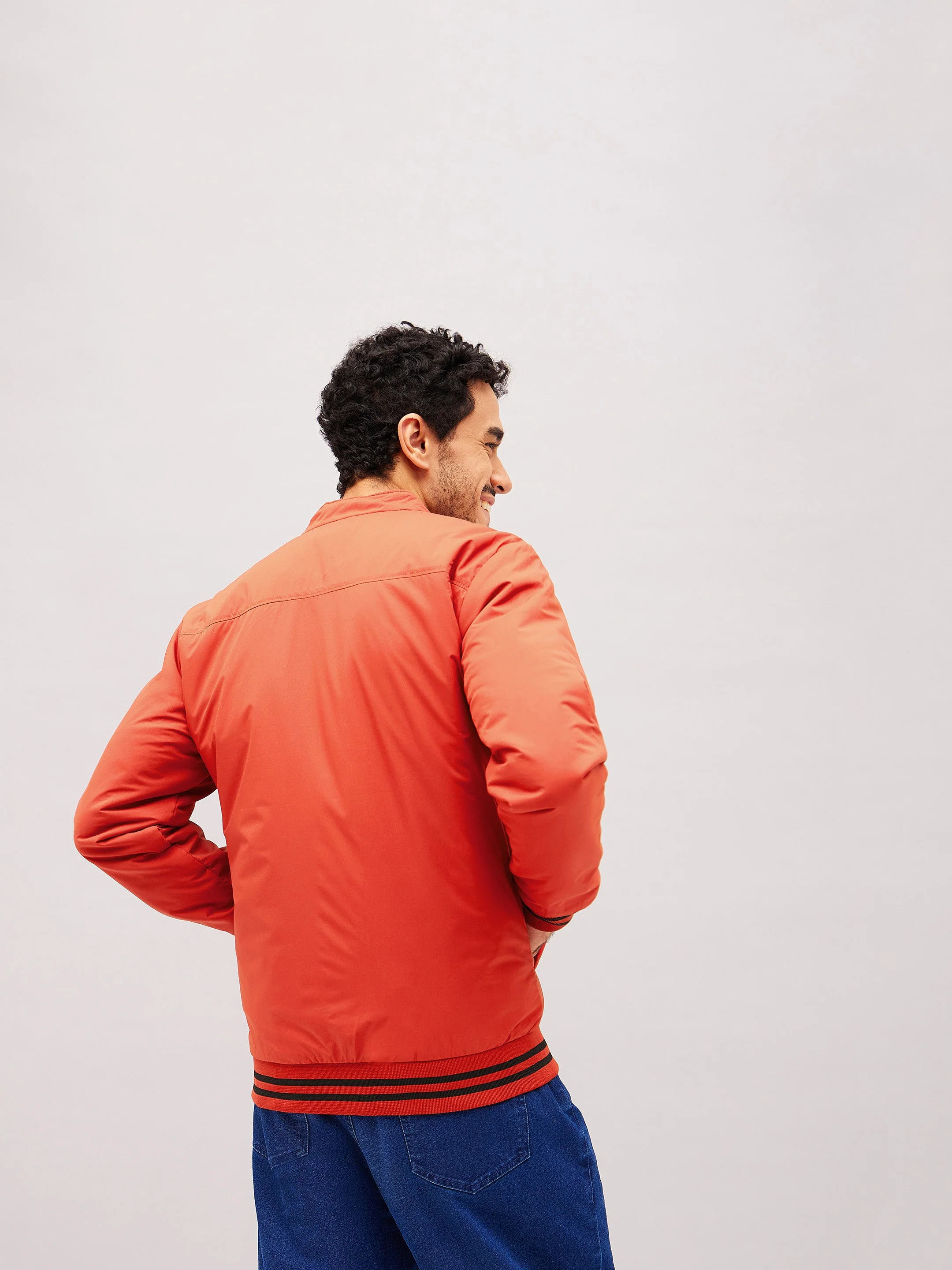 Men Rust Full Sleeve Front Zipper Jacket - Image 5