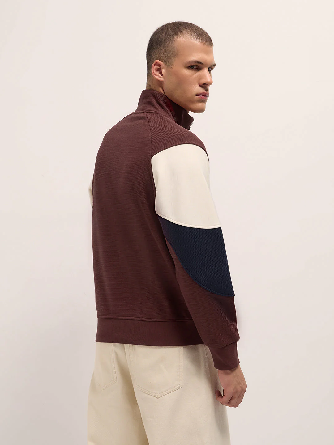 Men Rust Regular Fit High Neck T-Shirt - Image 2