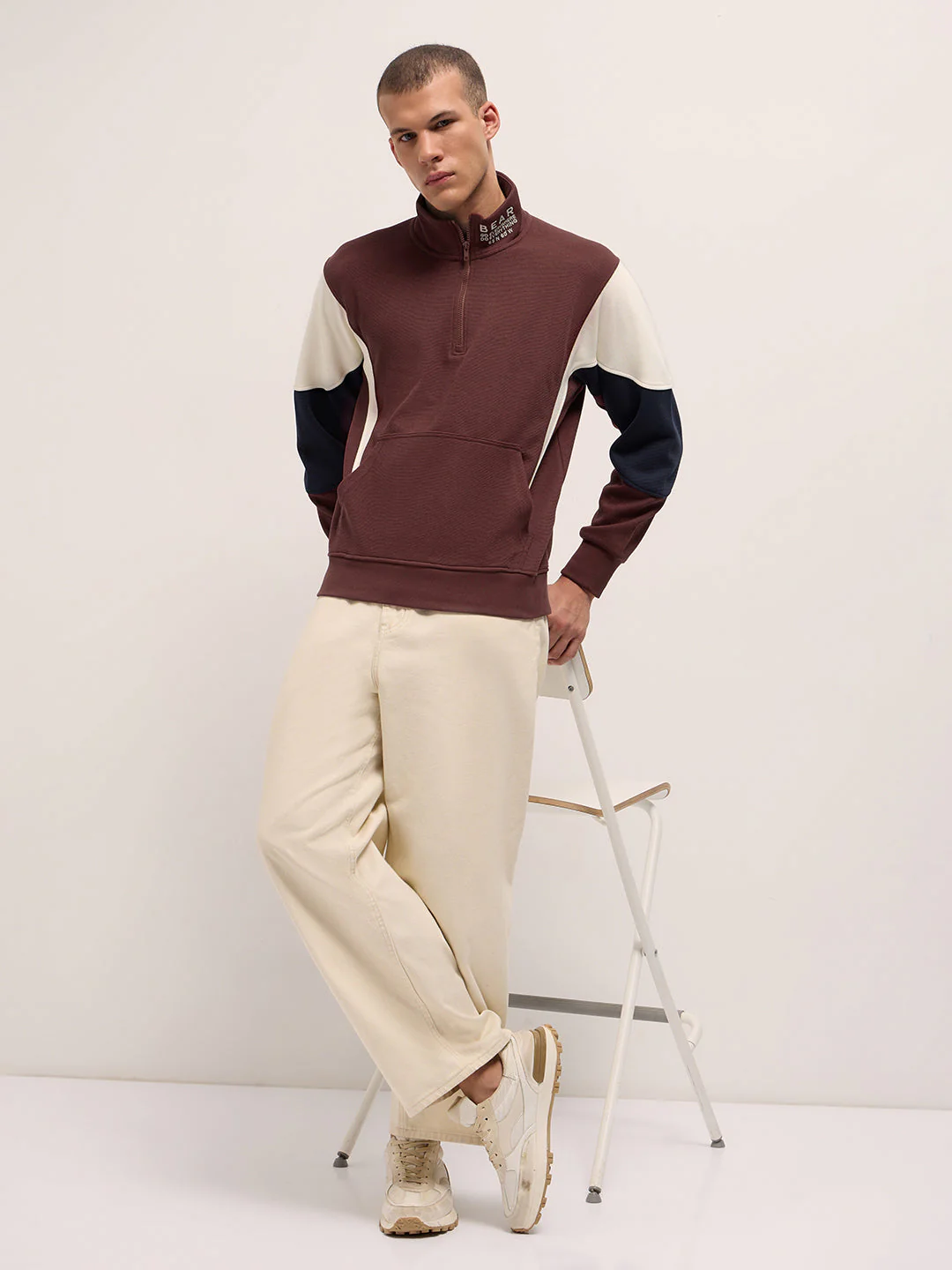 Men Rust Regular Fit High Neck T-Shirt - Image 4