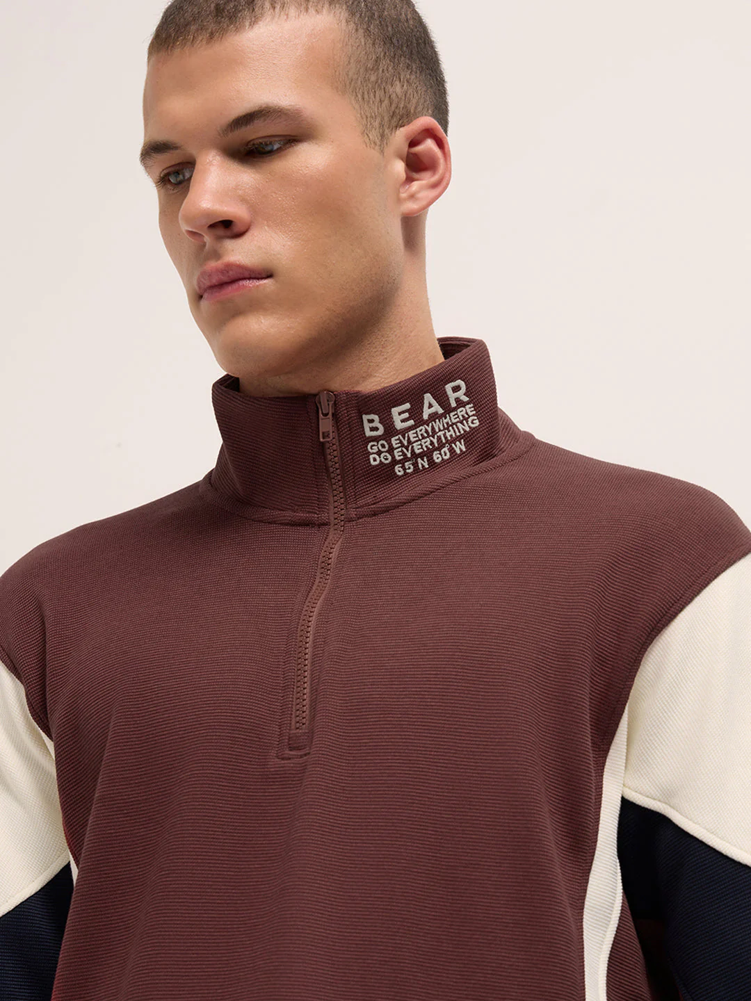 Men Rust Regular Fit High Neck T-Shirt - Image 5