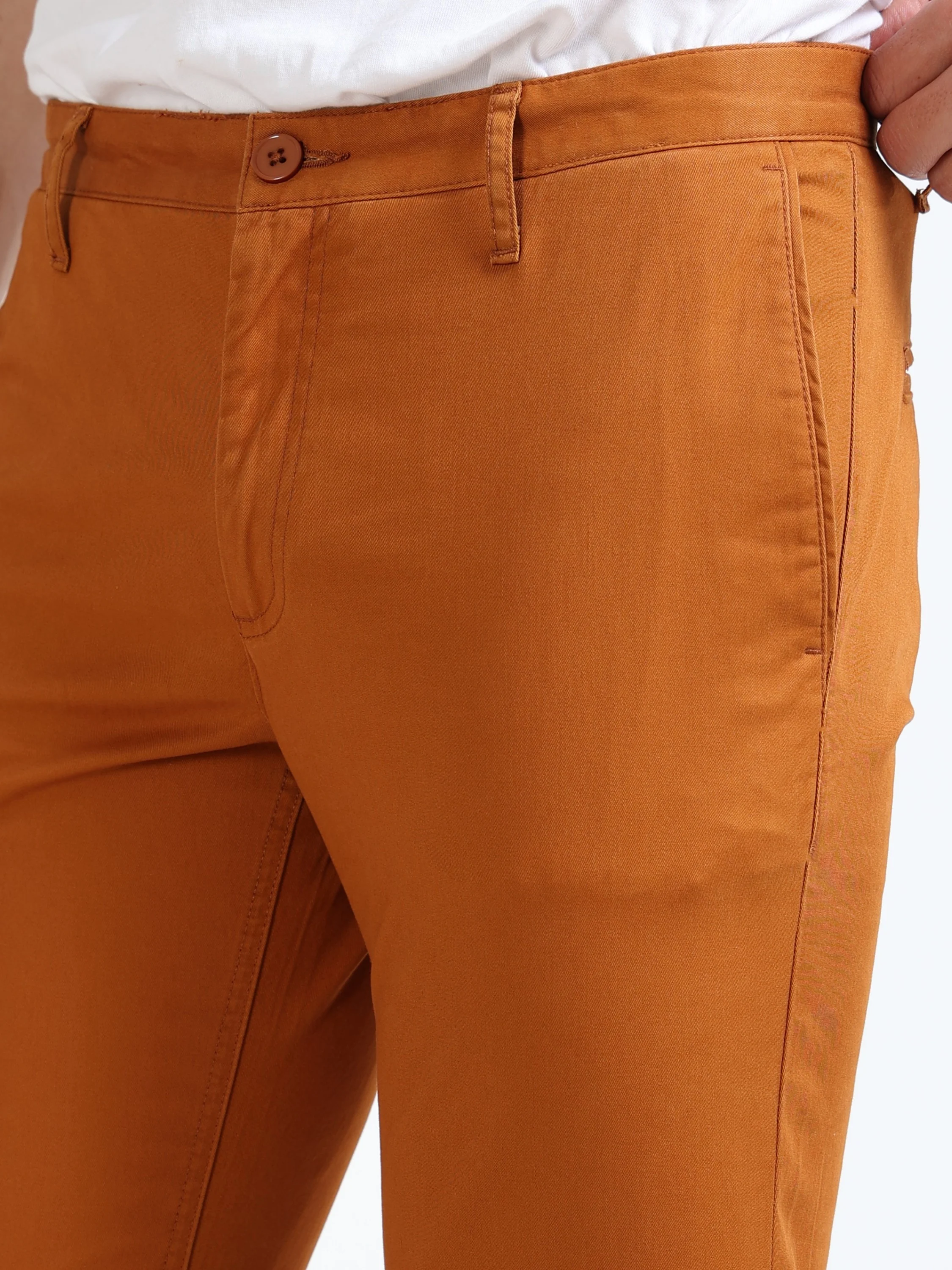 Men Rust Slim Fit Pant - Image 3