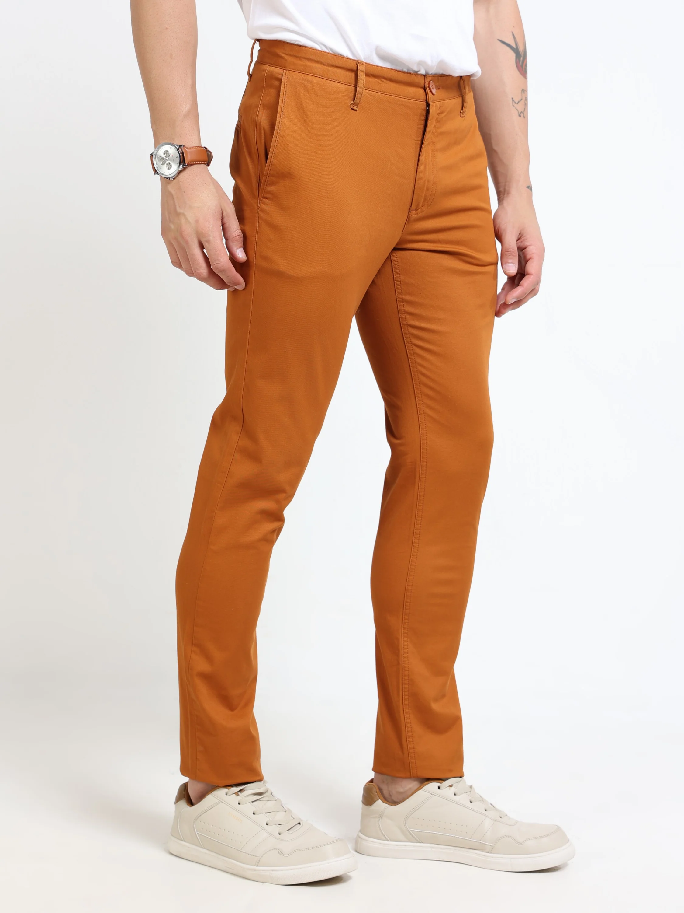 Men Rust Slim Fit Pant - Image 5