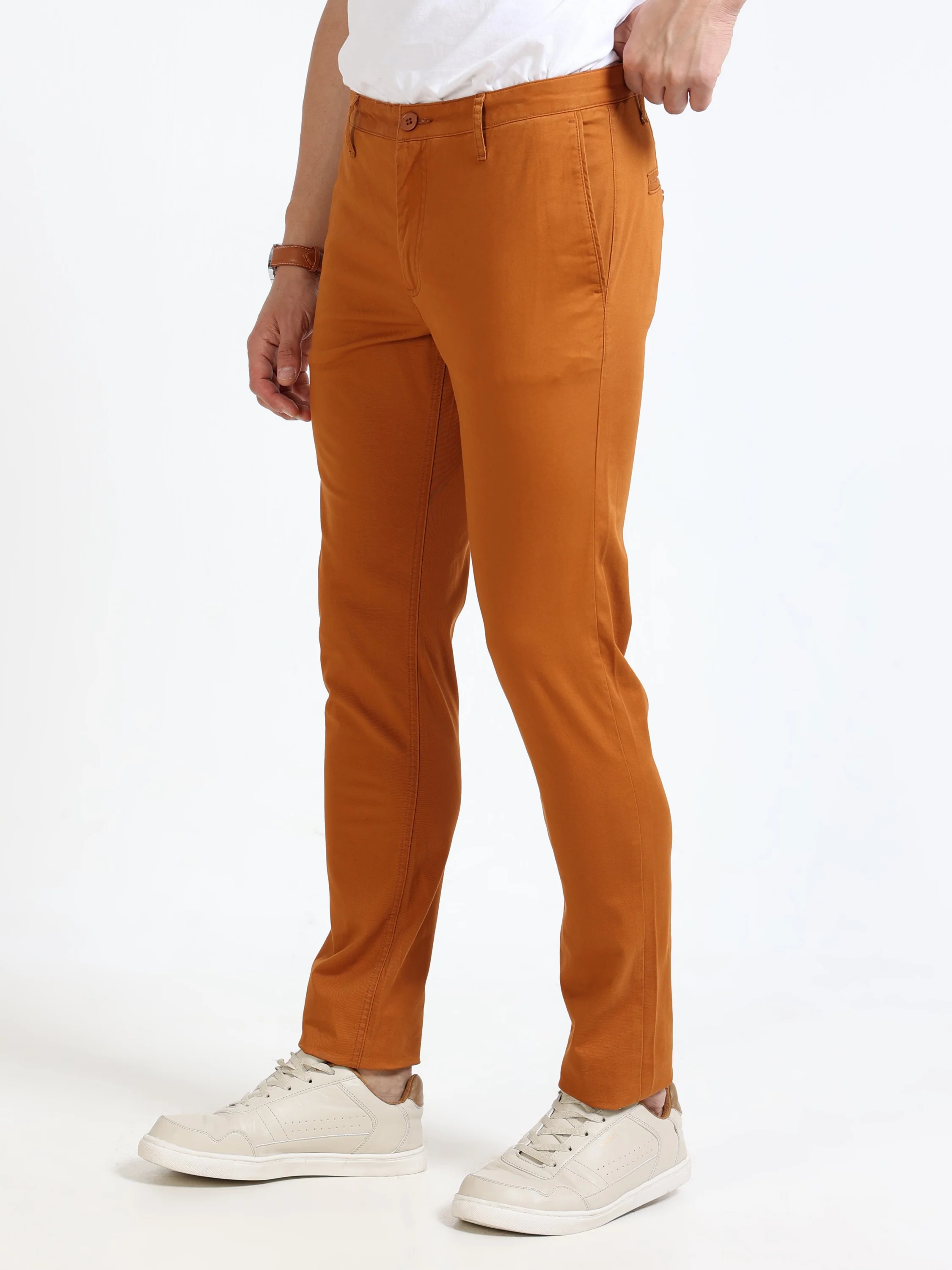 Men Rust Slim Fit Pant - Image 6