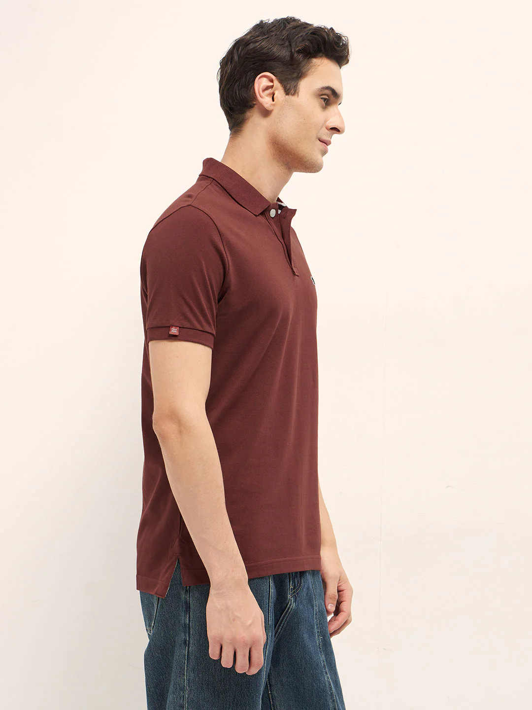 Men Rust Solid Regular Fit Polo - Image 3