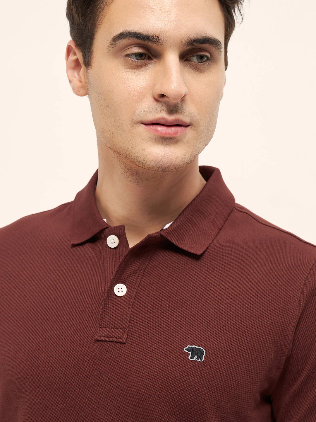 Men Rust Solid Regular Fit Polo - Image 5