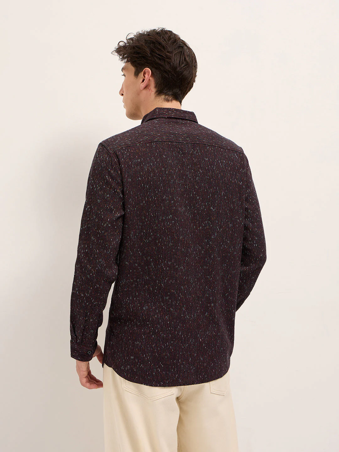Men Rust Woven Design Cotton Blend Slim Fit Casual Shirt - Image 2