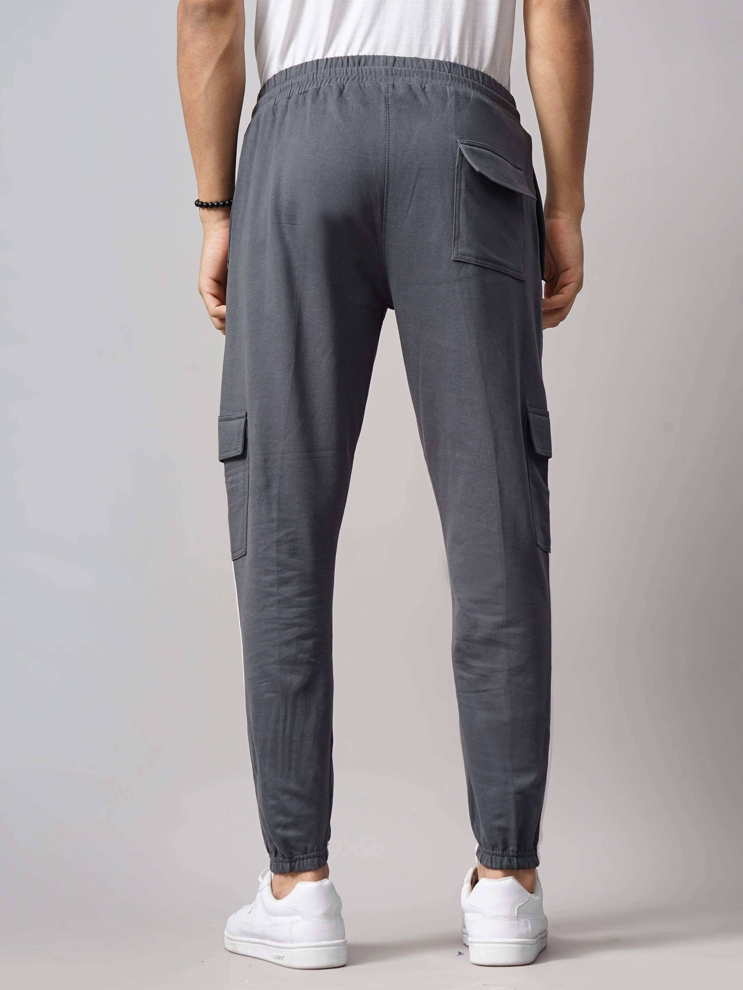 Men Sash Charcoal Knitted Cargo Pant - Image 2