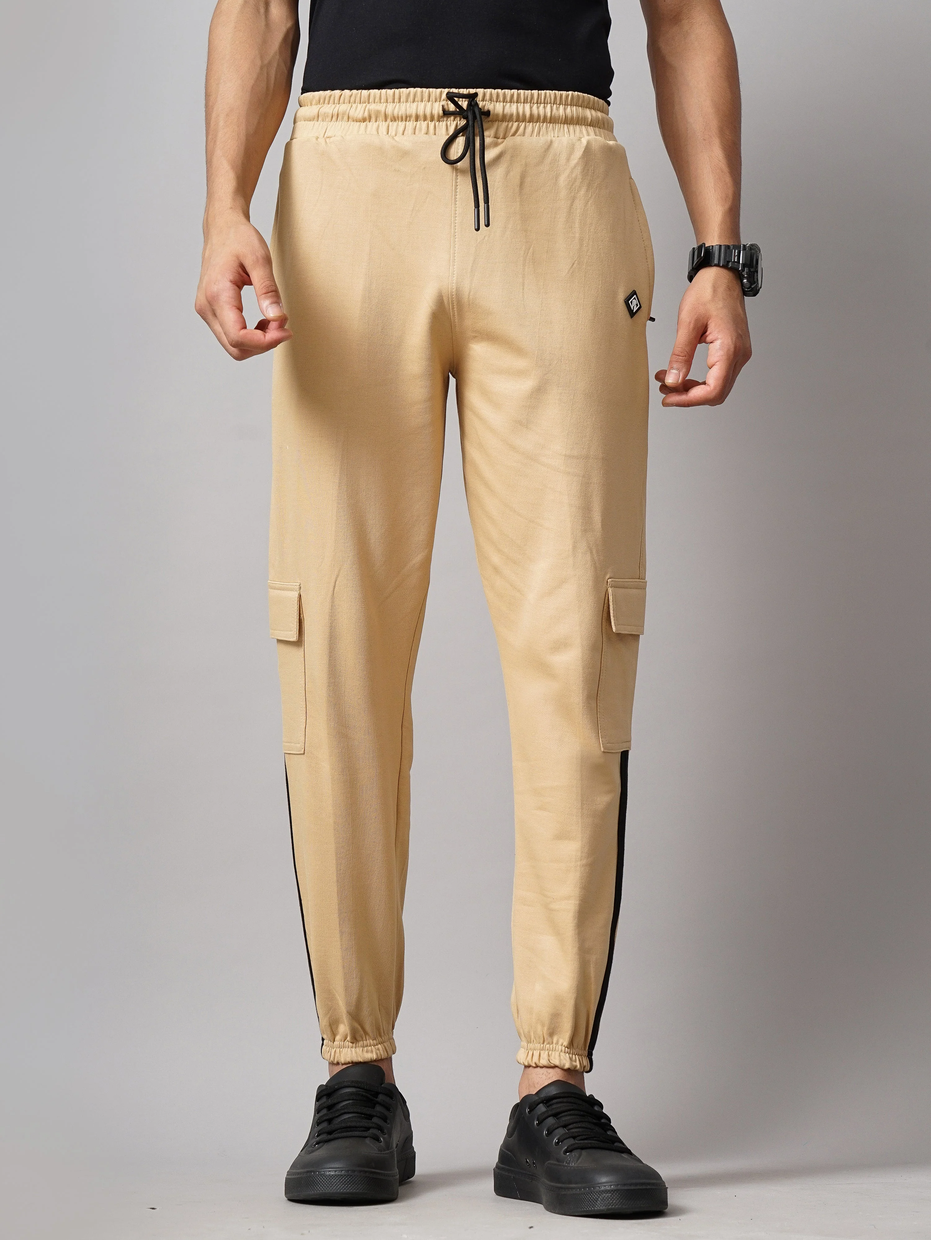 Men Sash Cream Knitted Cargo Pant - Image 2