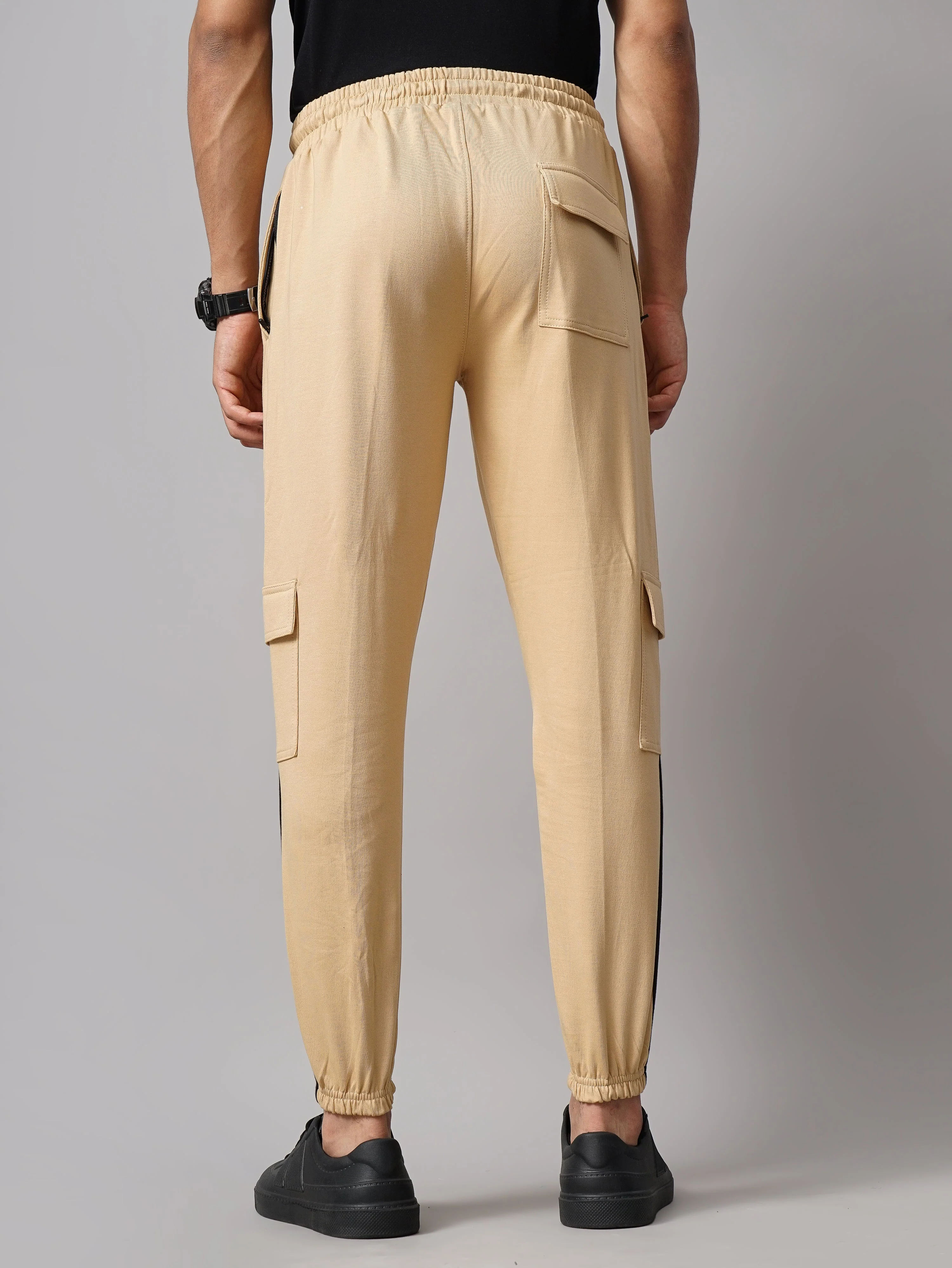 Men Sash Cream Knitted Cargo Pant - Image 3