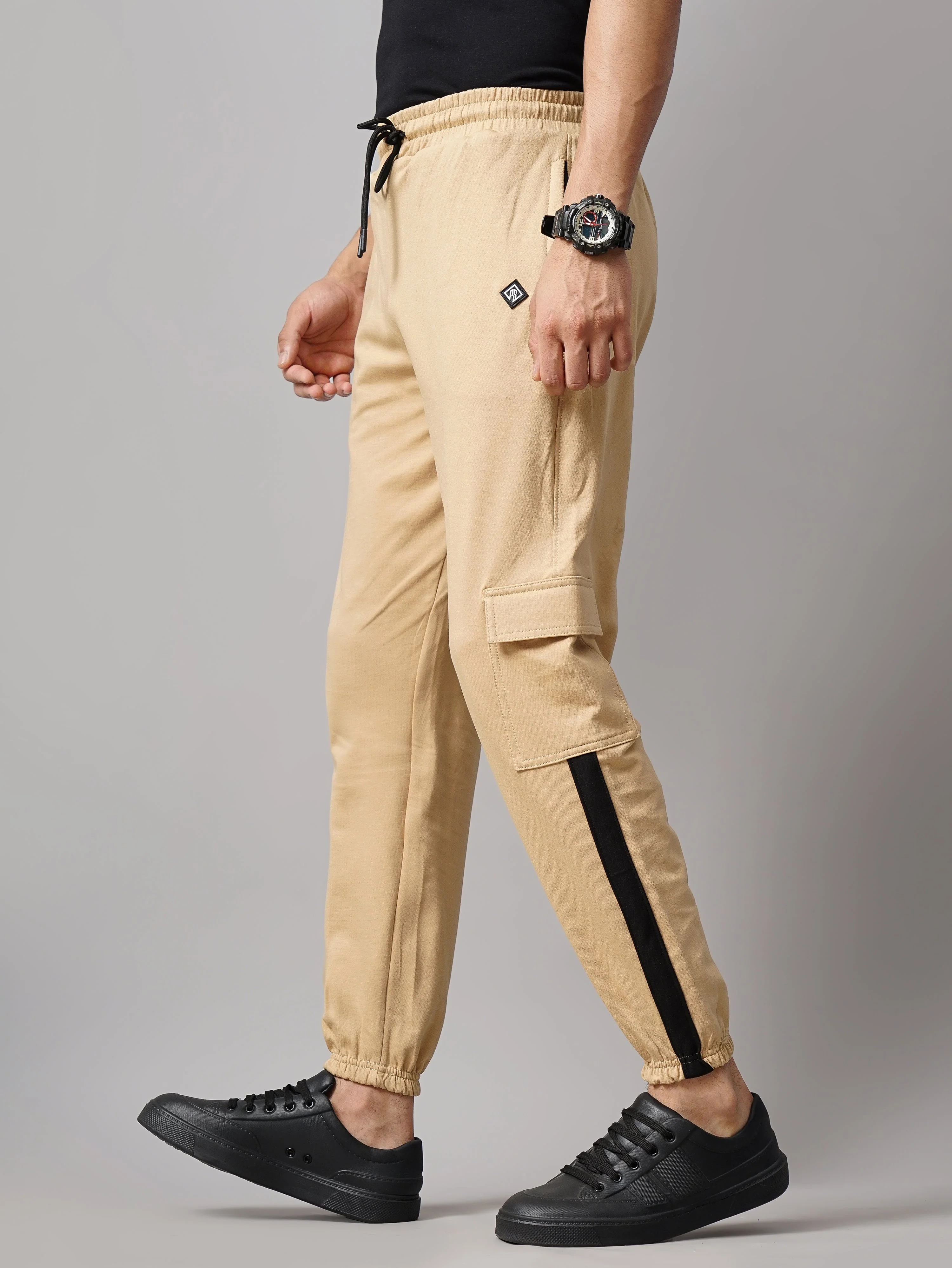 Men Sash Cream Knitted Cargo Pant - Image 4