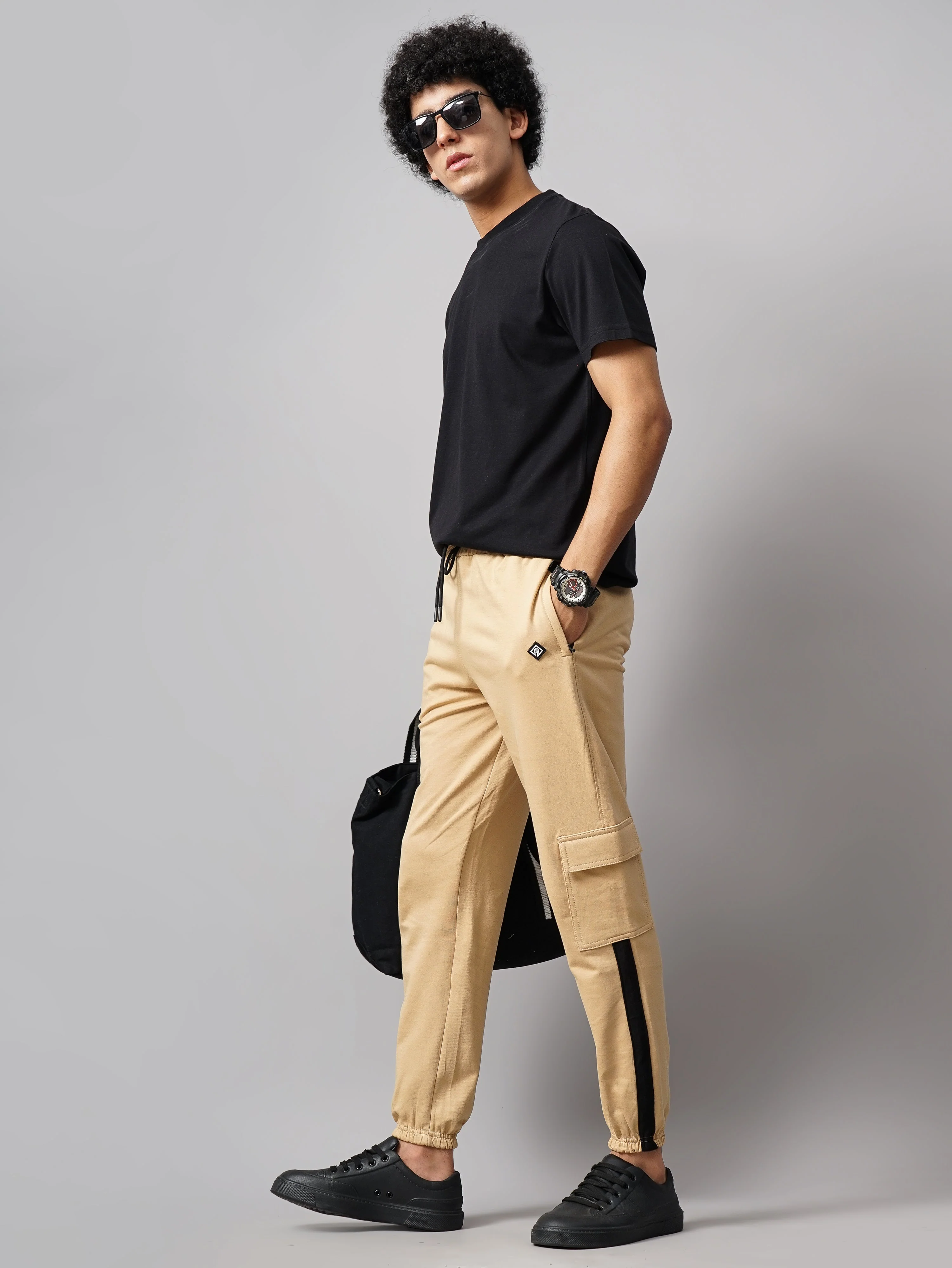 Men Sash Cream Knitted Cargo Pant - Image 6