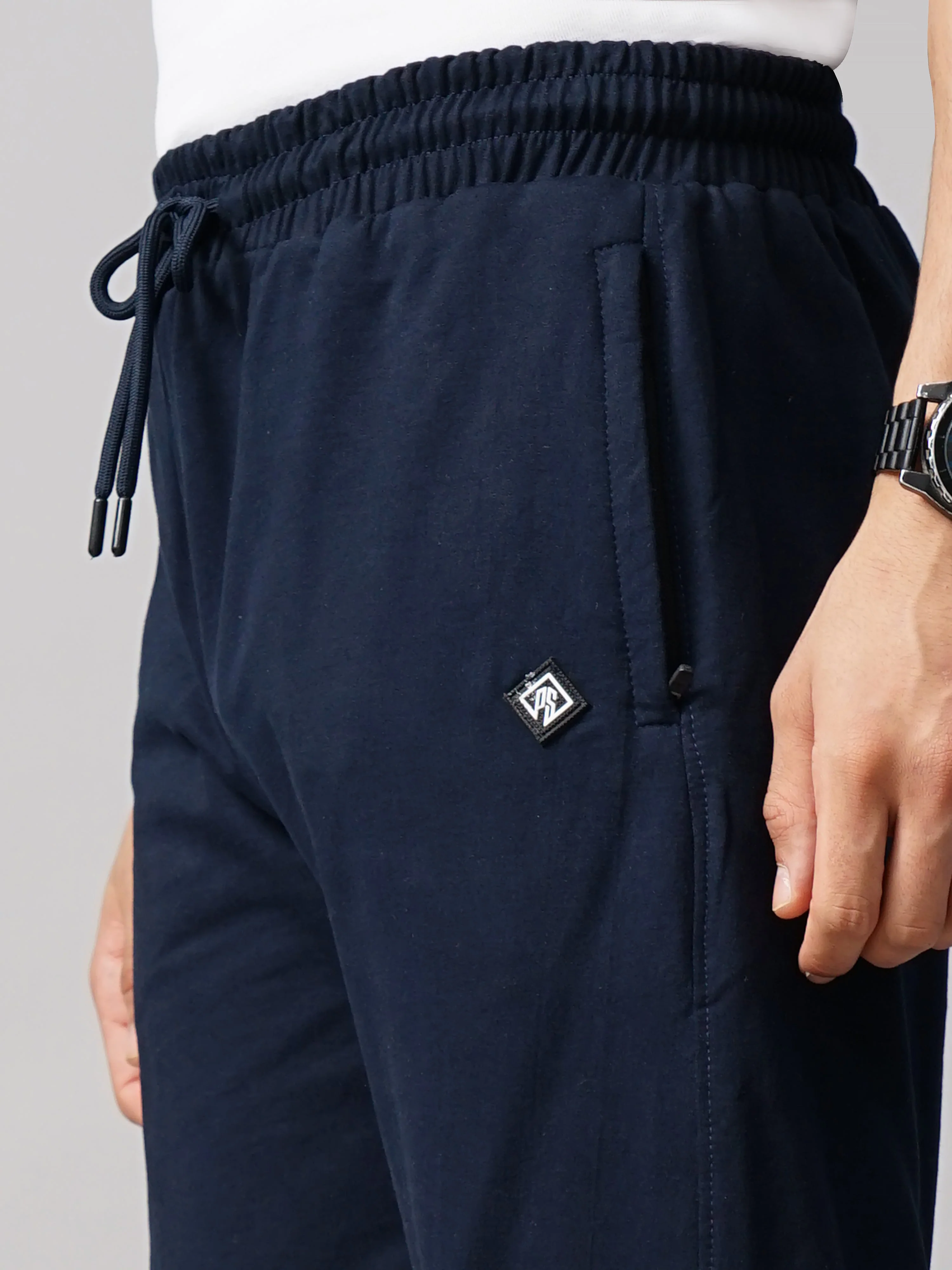 Men Sash Navy Knitted Cargo Pant - Image 5