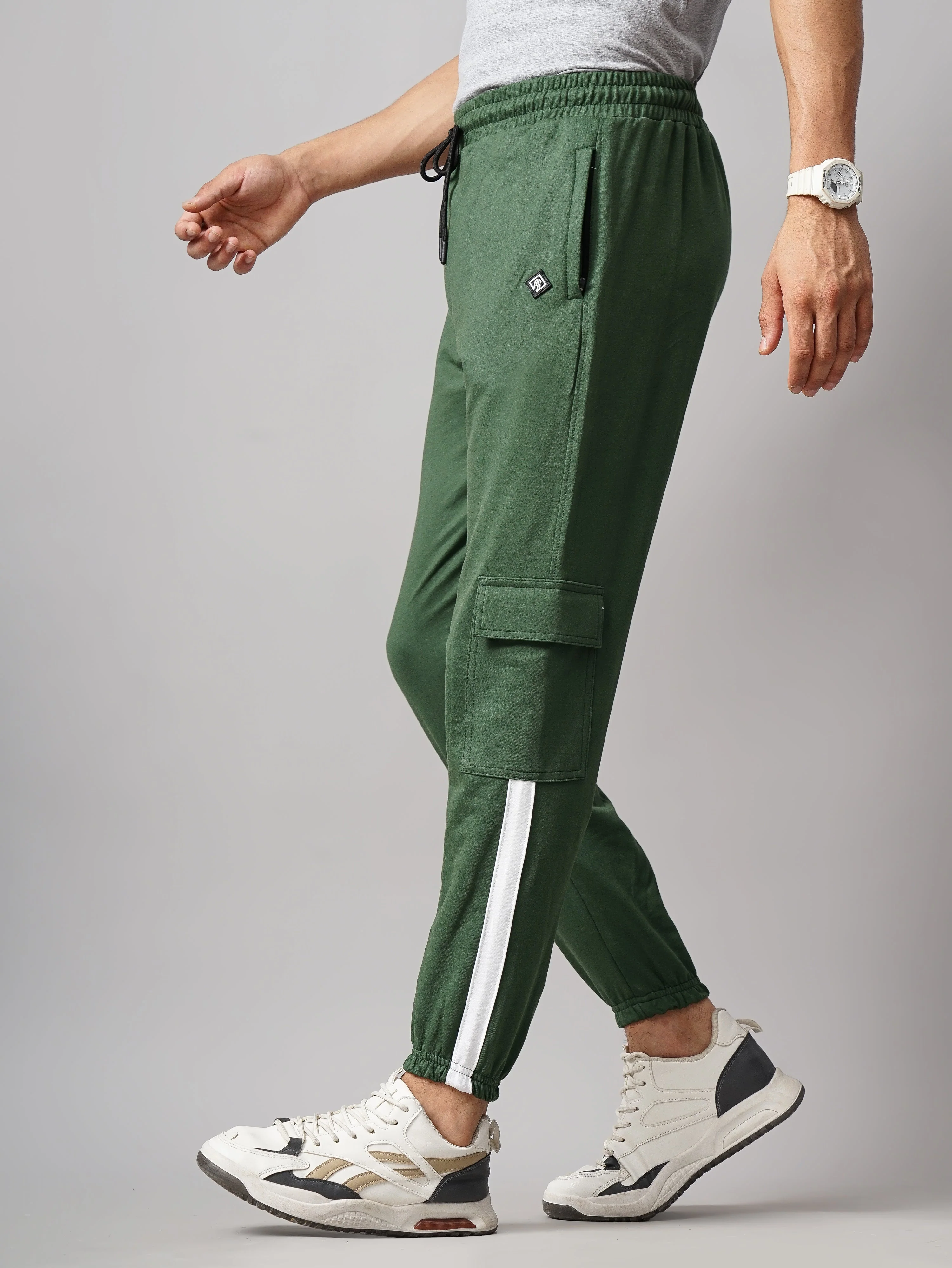 Men Sash Olive Knitted Cargo Pant - Image 2