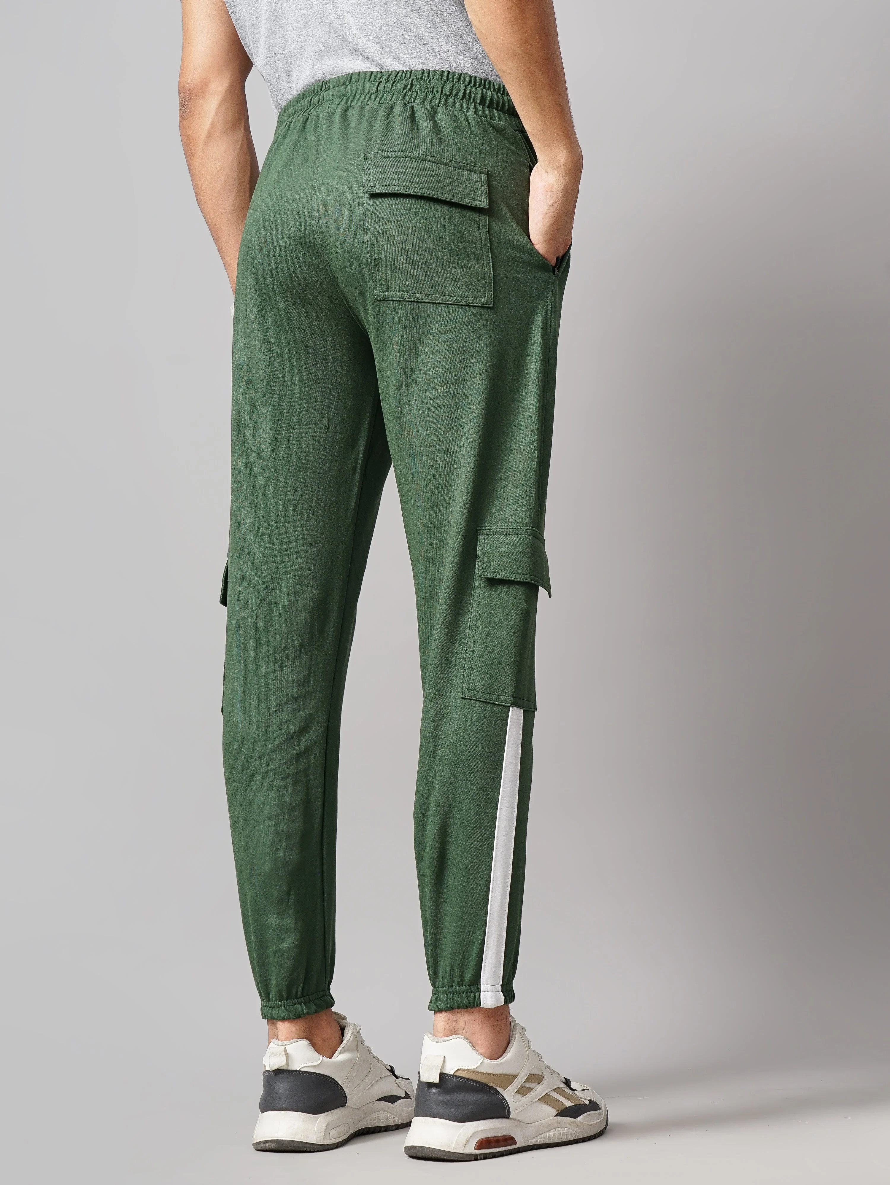 Men Sash Olive Knitted Cargo Pant - Image 3