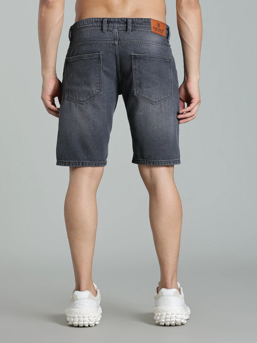 Men Scuff Dark Grey Denim Shorts - Image 2