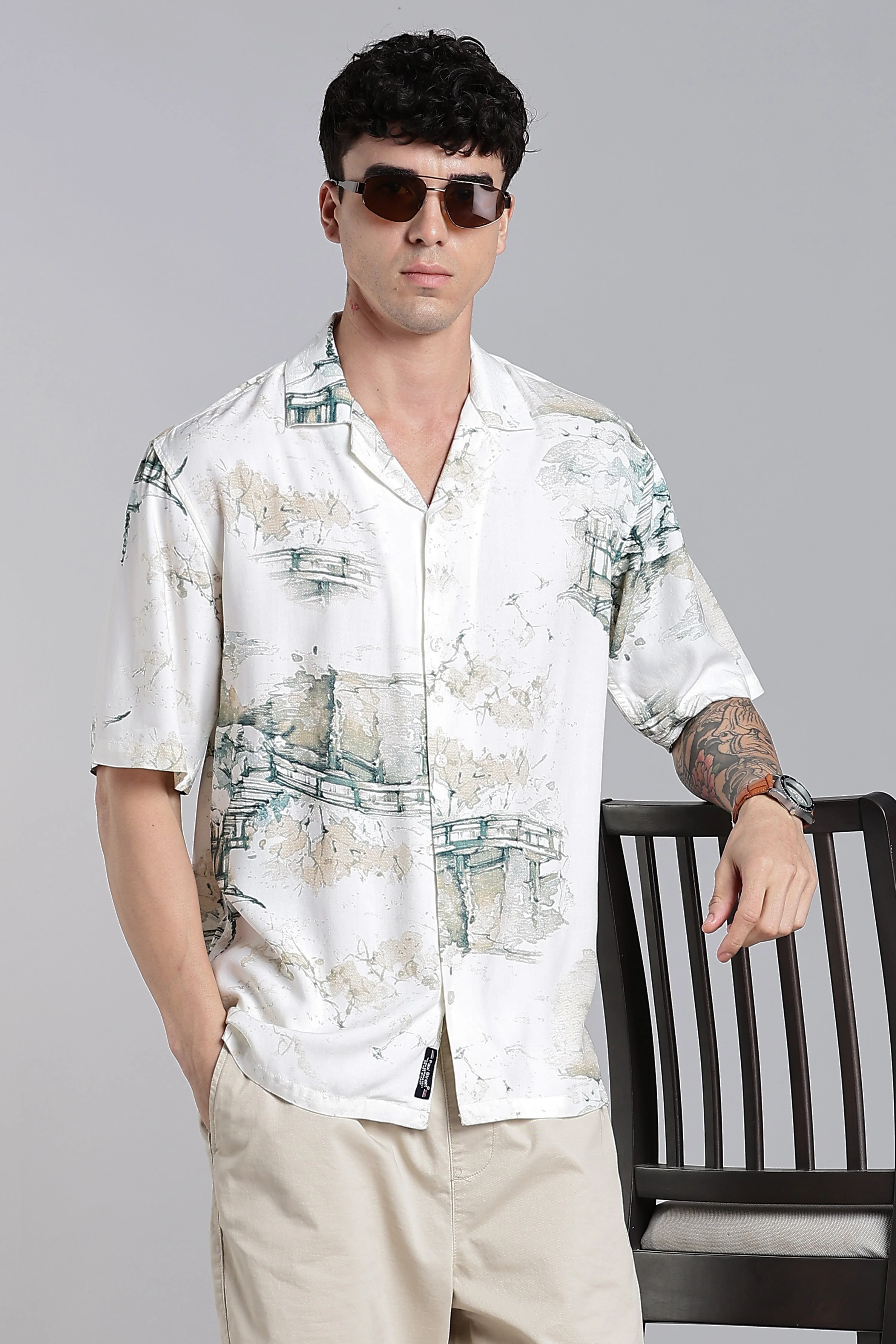 Men Seavor White Printed Shirt - Image 3