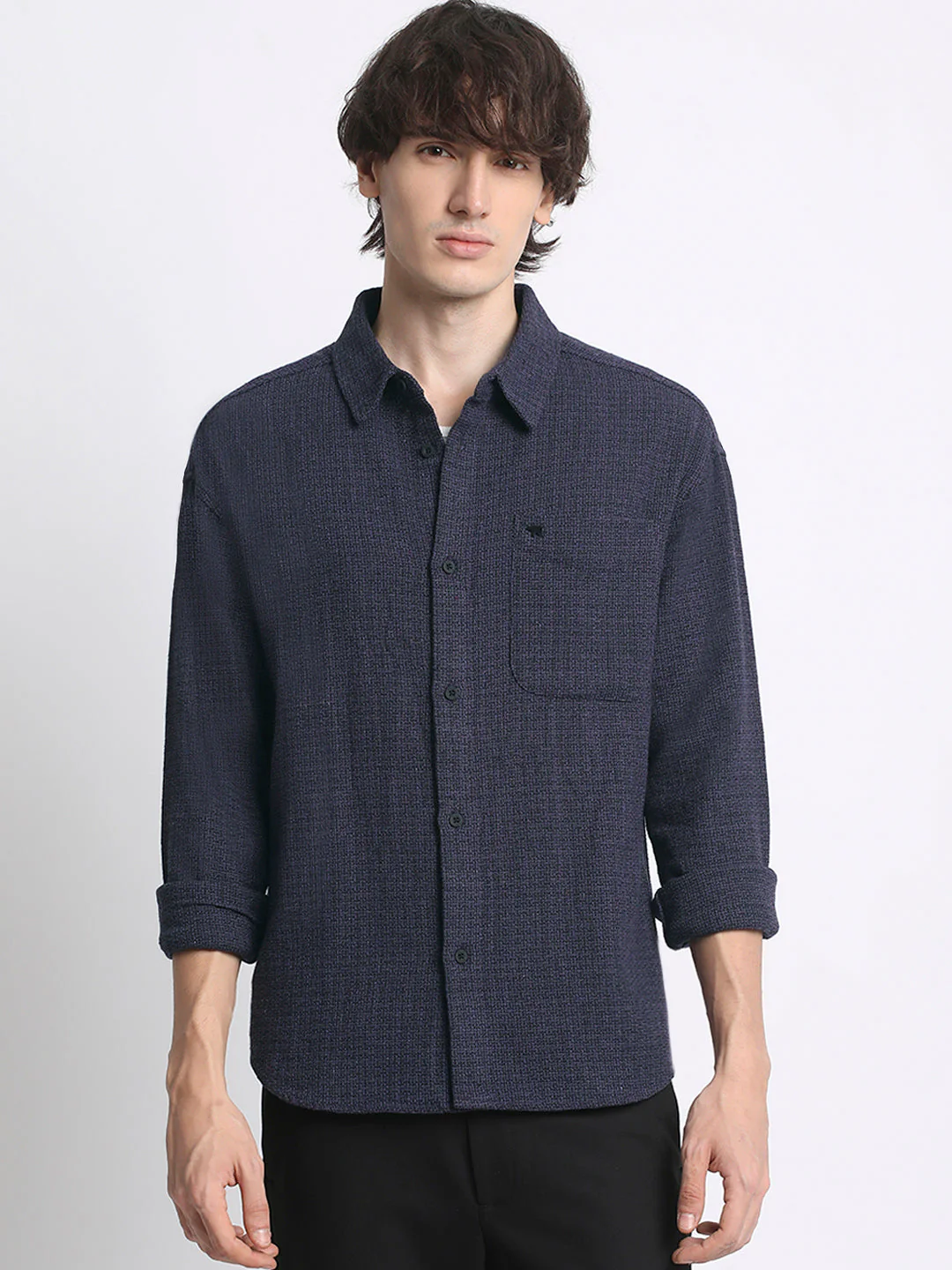 Men  Self Design Cotton Oversize Casual Shirt - Image 2