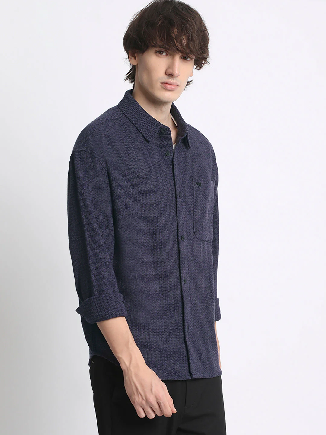 Men  Self Design Cotton Oversize Casual Shirt - Image 3