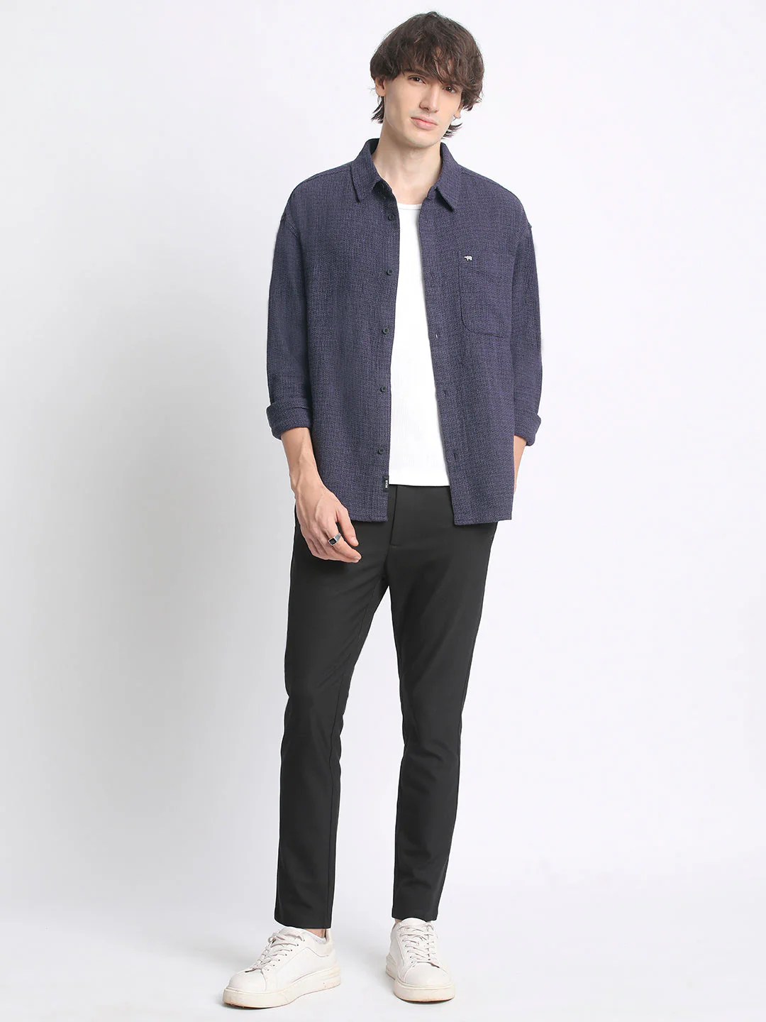 Men  Self Design Cotton Oversize Casual Shirt - Image 5