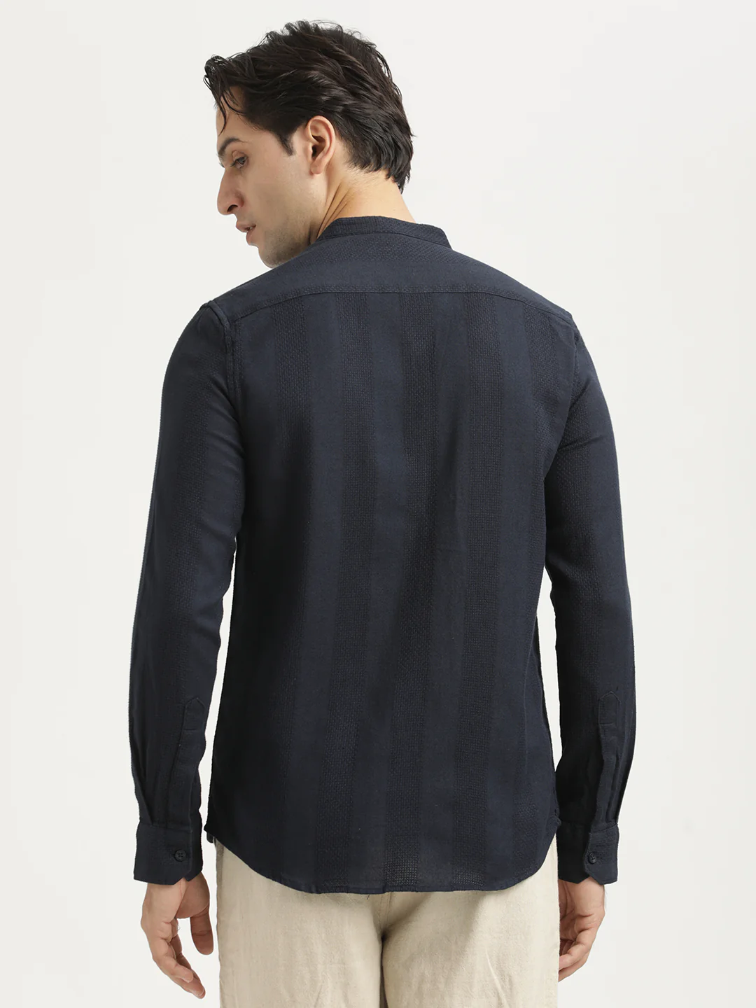 Men Self-Textured Cotton Shirt - Image 3