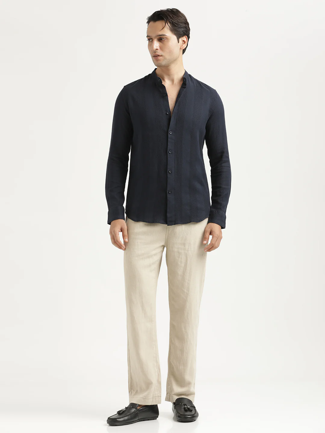 Men Self-Textured Cotton Shirt - Image 4