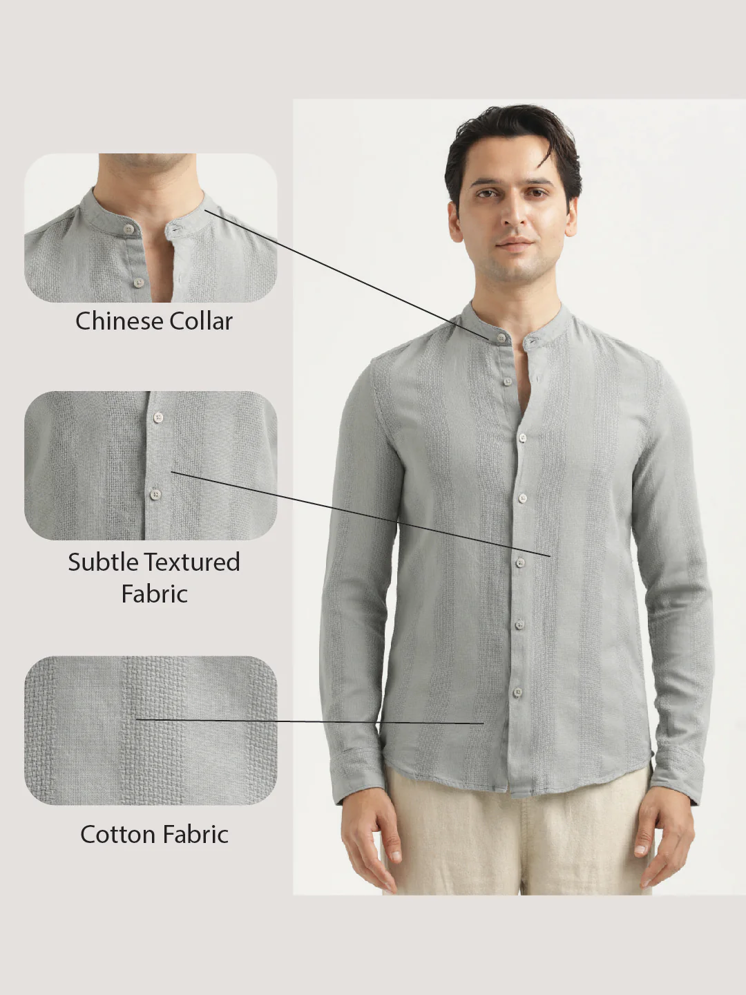 Men Self-Textured Cotton Shirt - Image 2