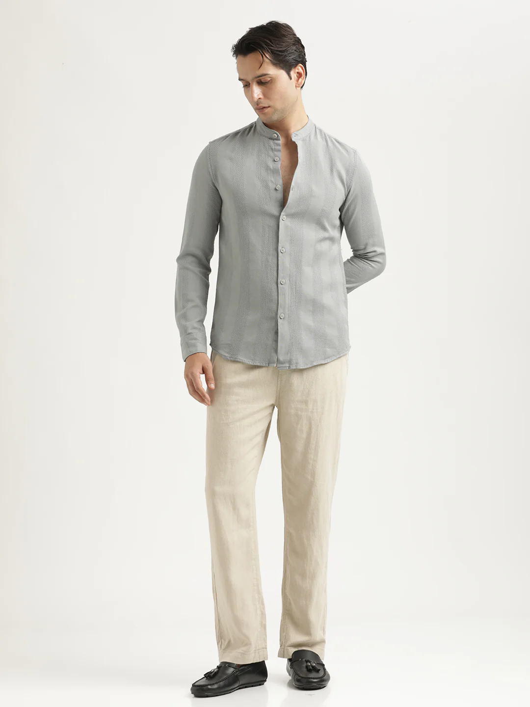 Men Self-Textured Cotton Shirt - Image 6