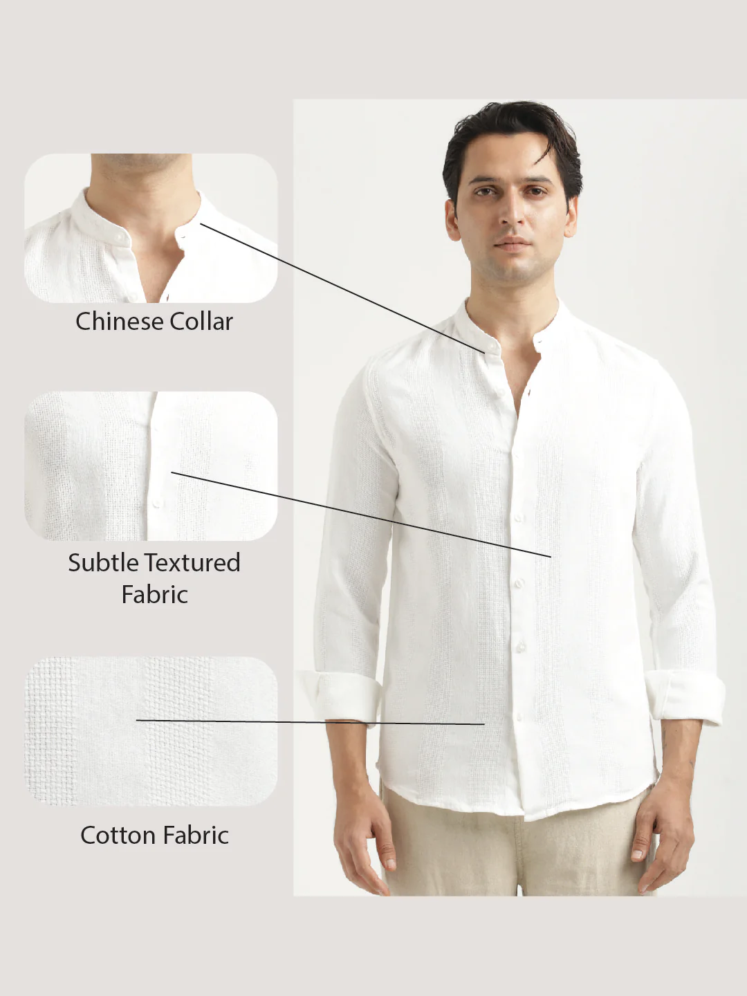 Men Self-Textured Cotton Shirt - Image 2
