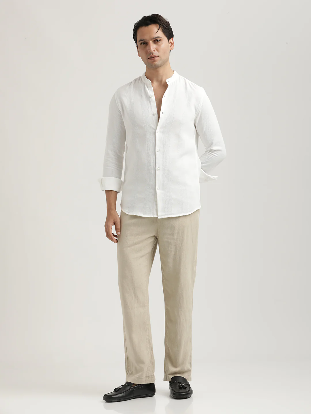 Men Self-Textured Cotton Shirt - Image 5