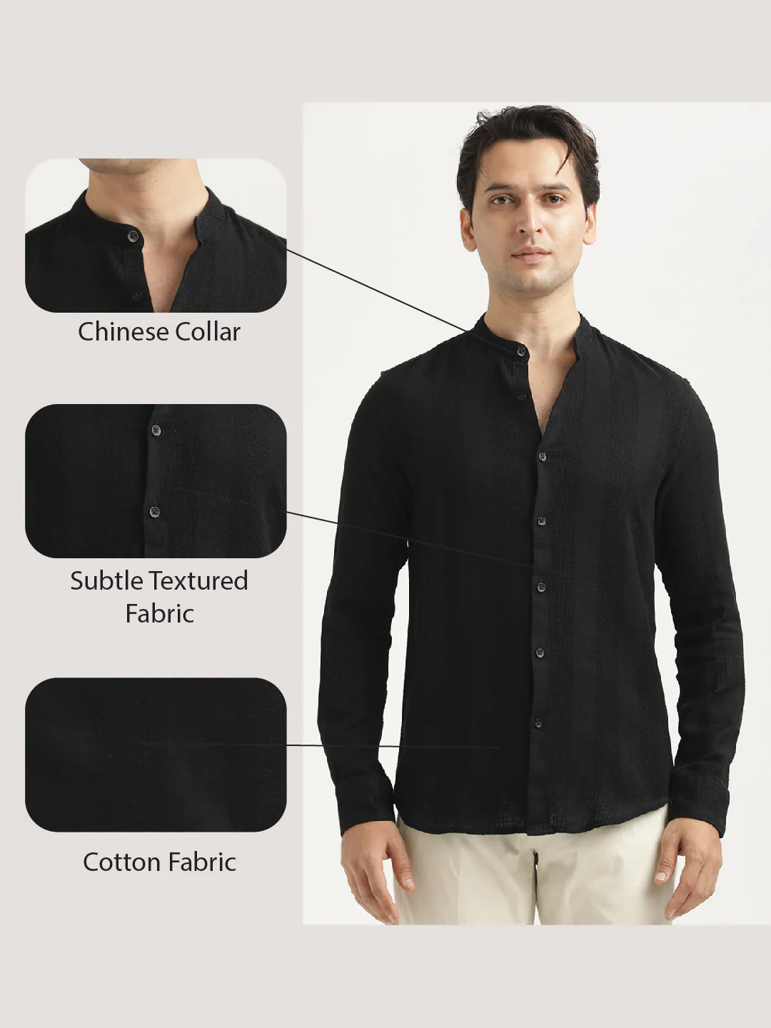 Men Self-Textured Cotton Shirt - Image 2